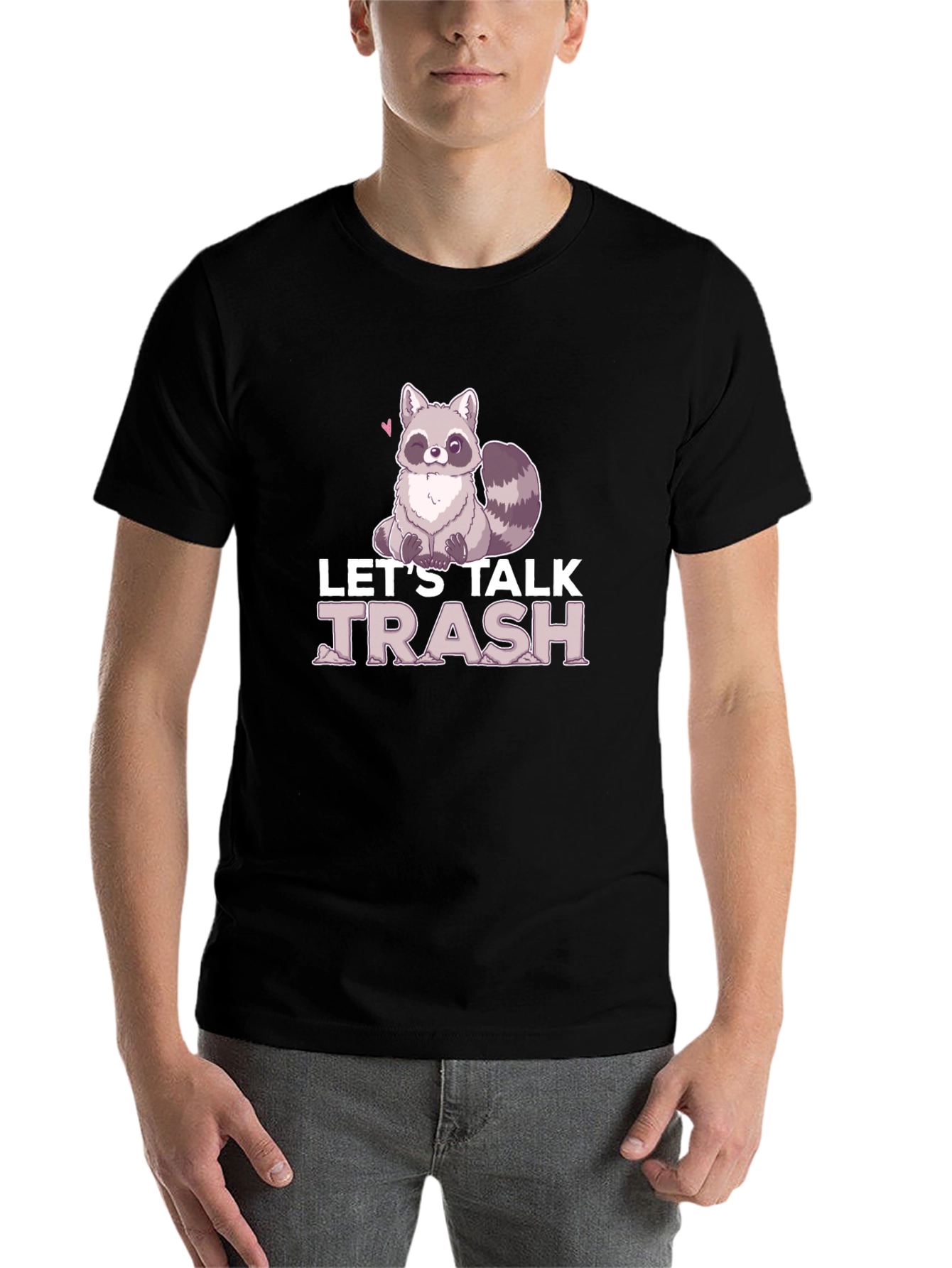 Black Let's Talk Trash Raccoon Graphic T-Shirt view 7