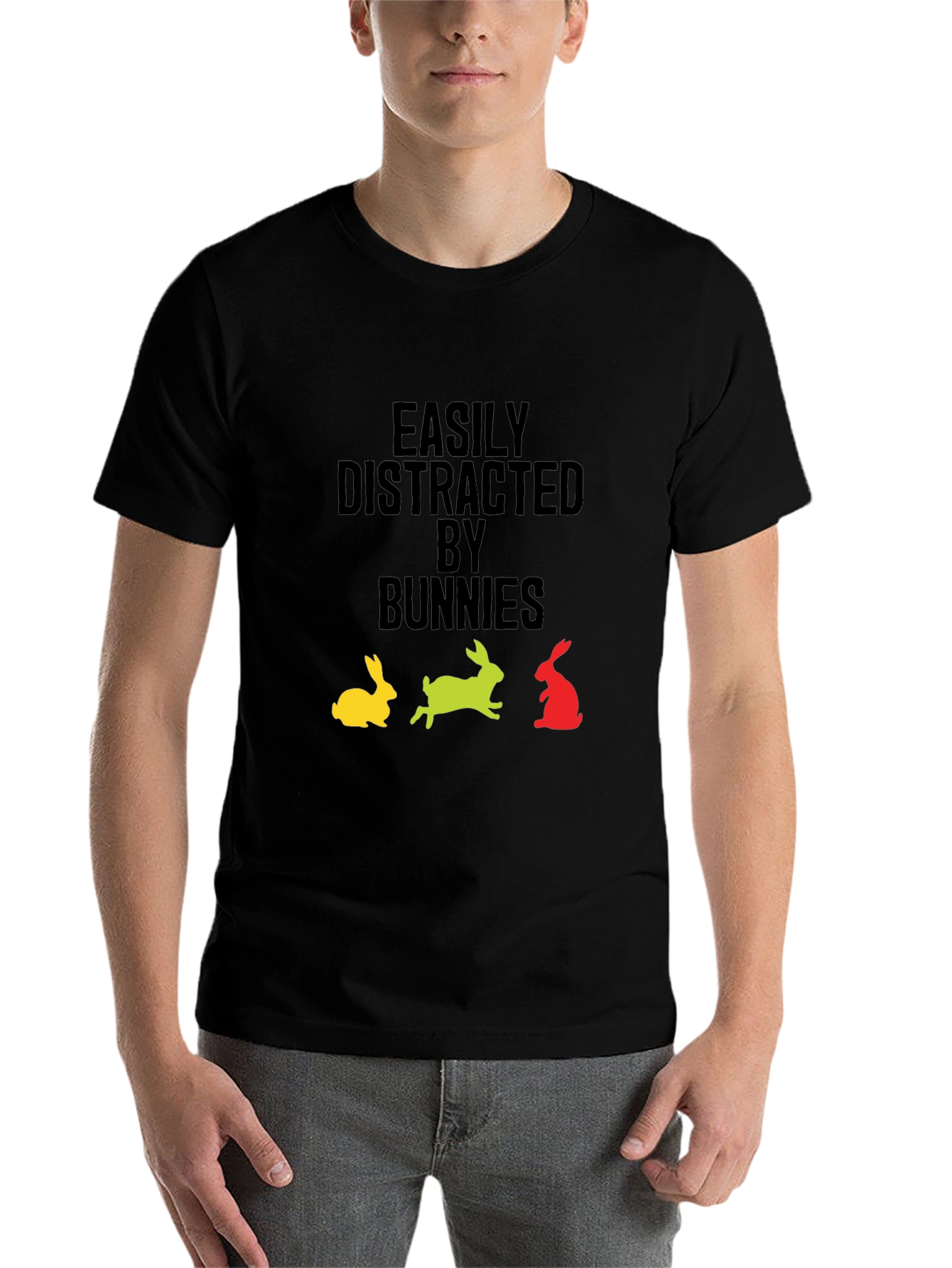 Black Easily Distracted By Bunnies Graphic T-Shirt view 7