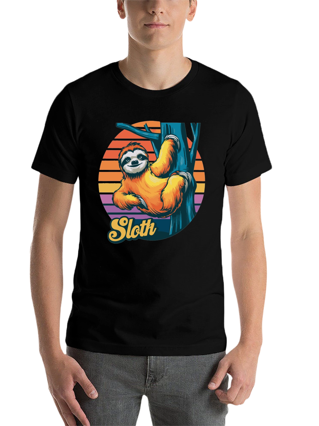 Black Sloth Graphic Tee - Relaxed Retro Style Shirt view 7
