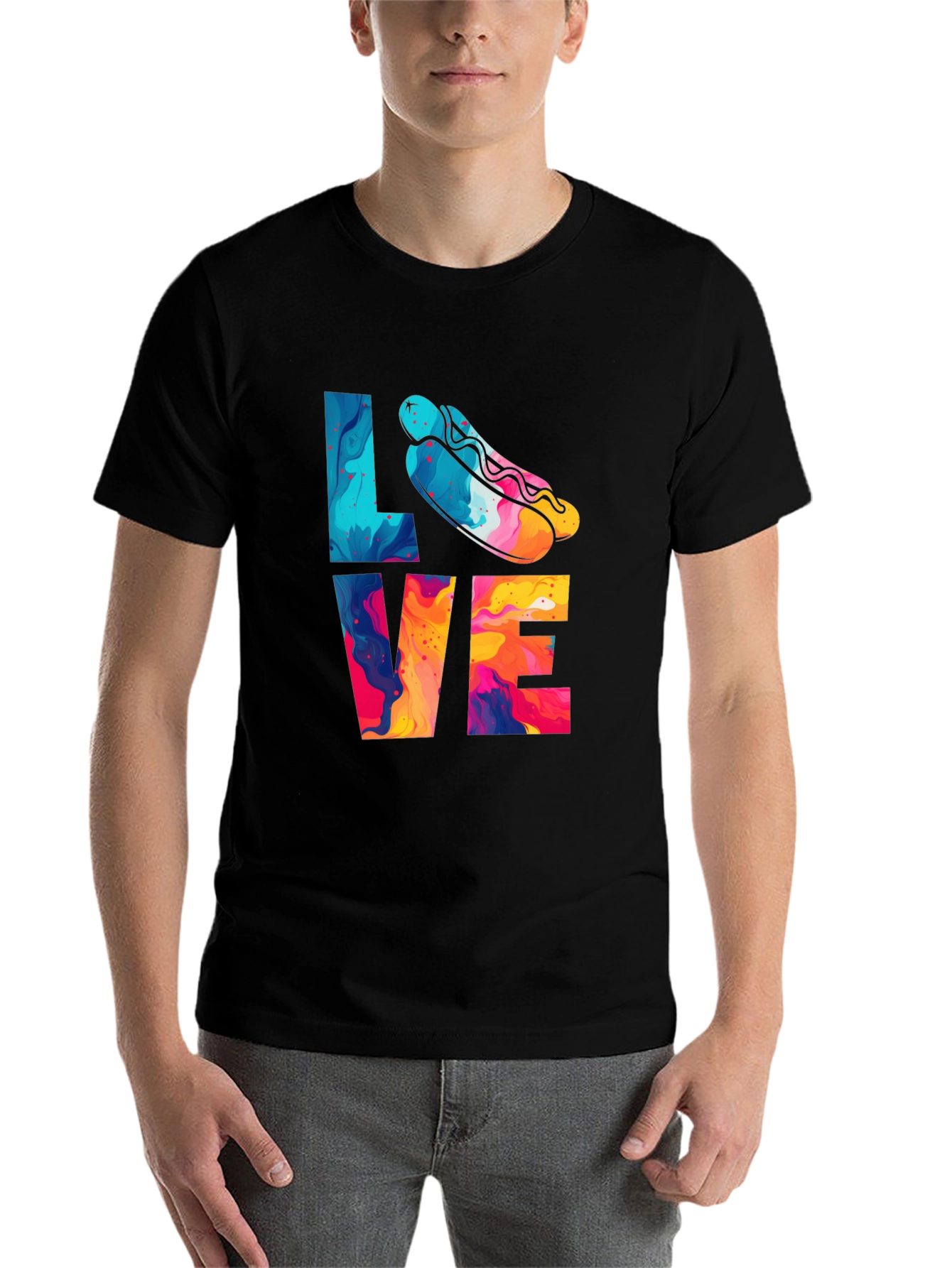 Black Love Hotdogs T-Shirt Fun Graphic Tee view 7