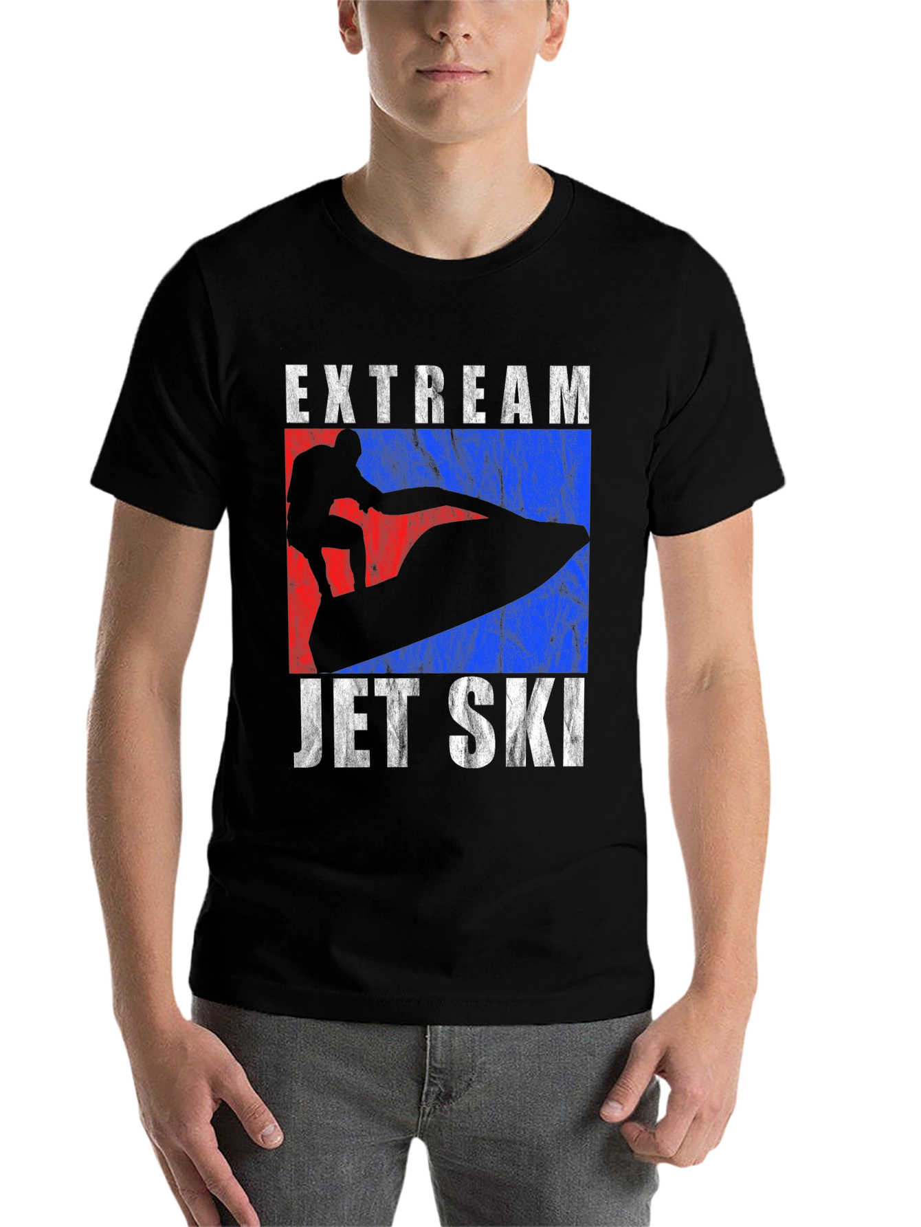 Black Extream Jet Ski T-Shirt: Black Crew Neck Tee view 7