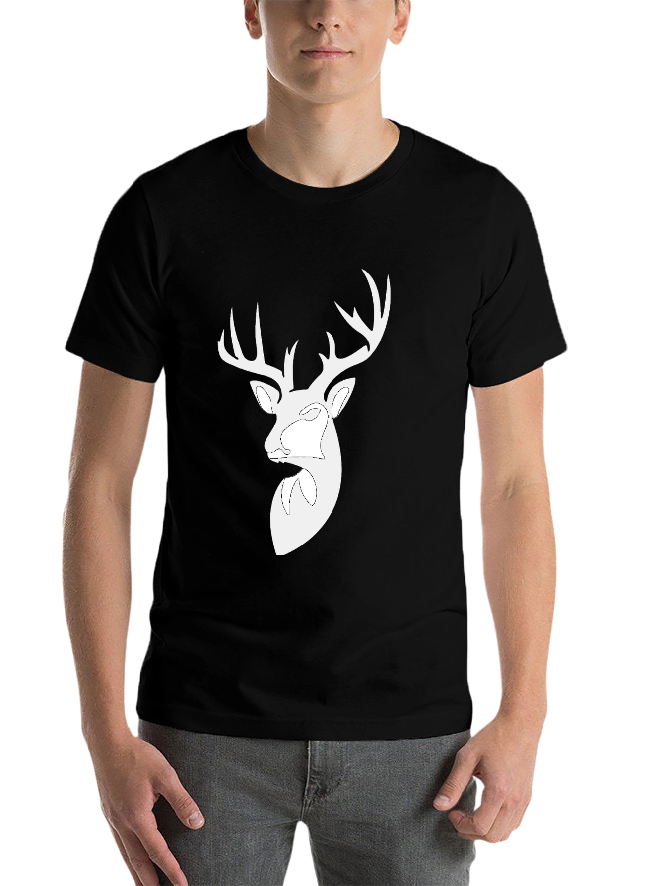 Black Deer Head Graphic Black T-Shirt view 7