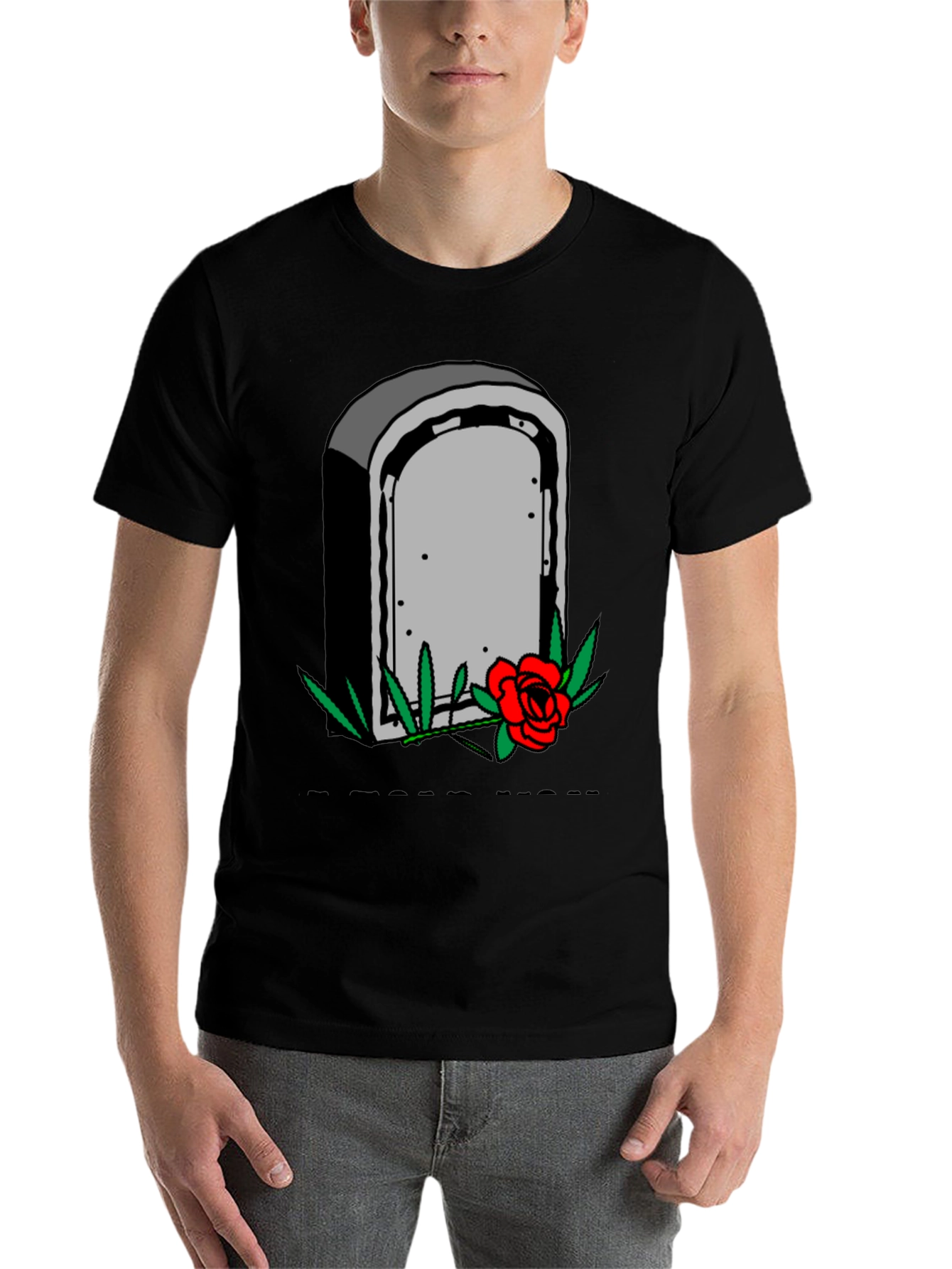 Black Grave & Rose Graphic T-Shirt - Edgy Casual Wear view 7