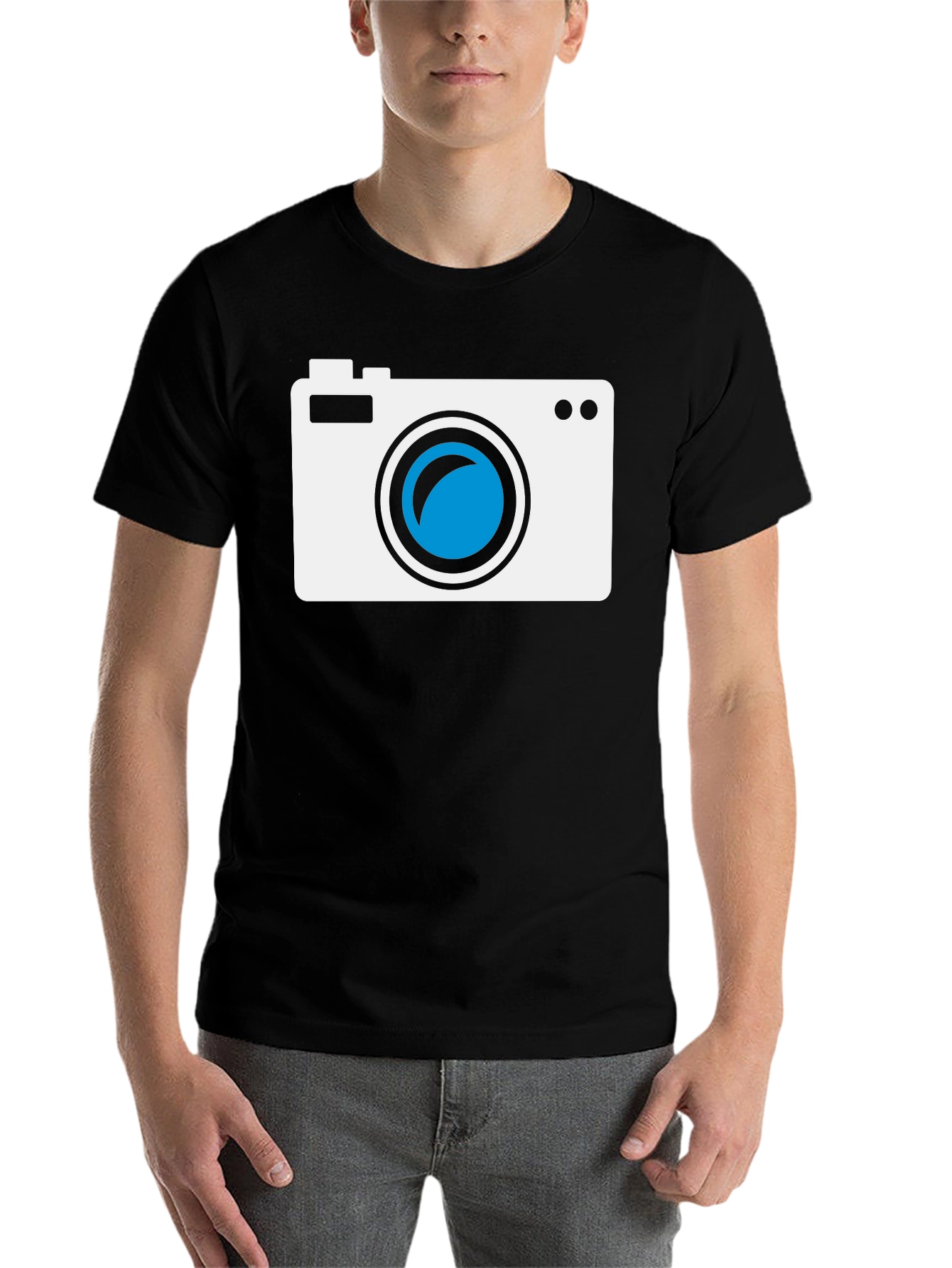 Black Camera Graphic Tee - Black Cotton T-Shirt view 7