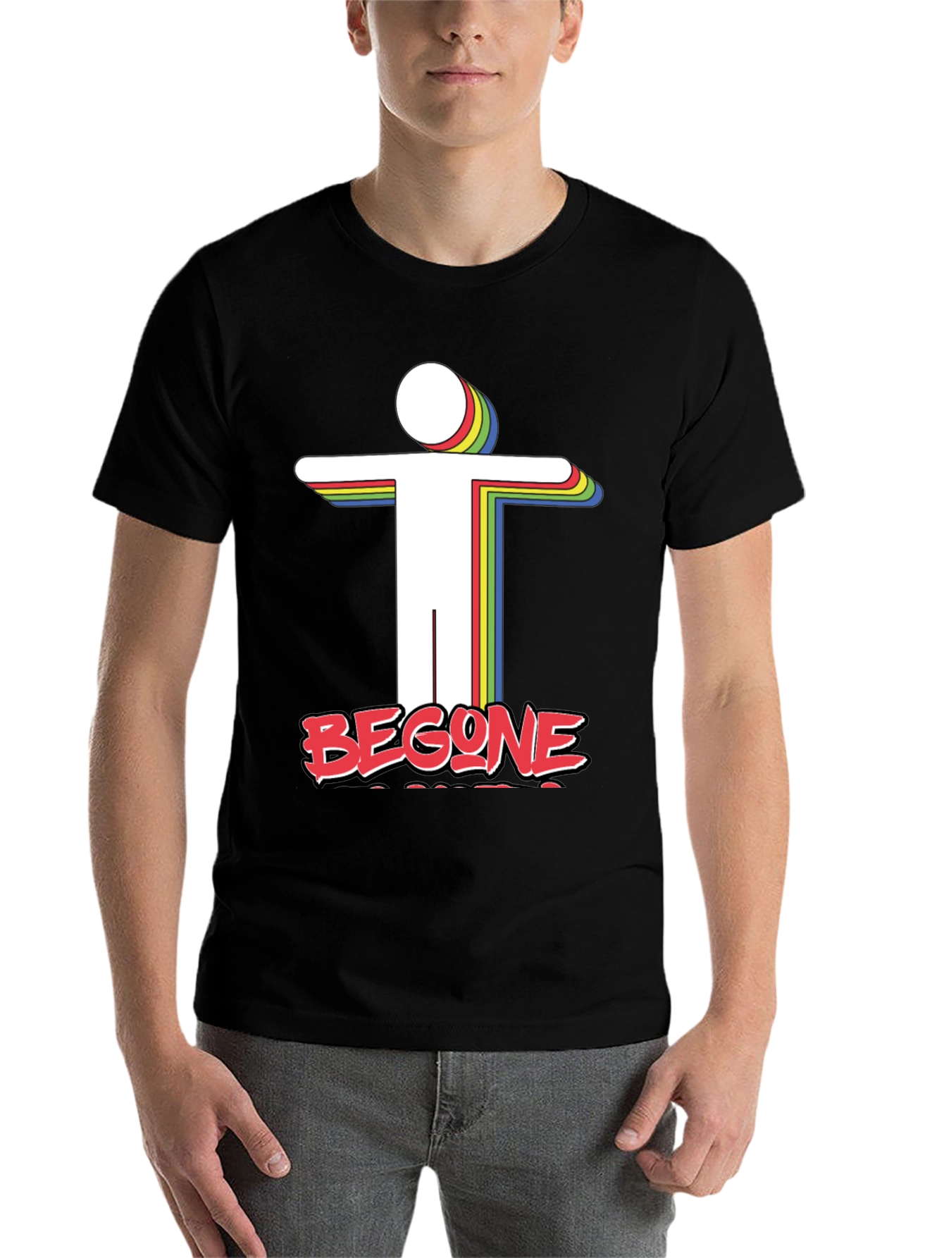 Black Retro 'Begone' Graphic Tee - Unique Design view 7