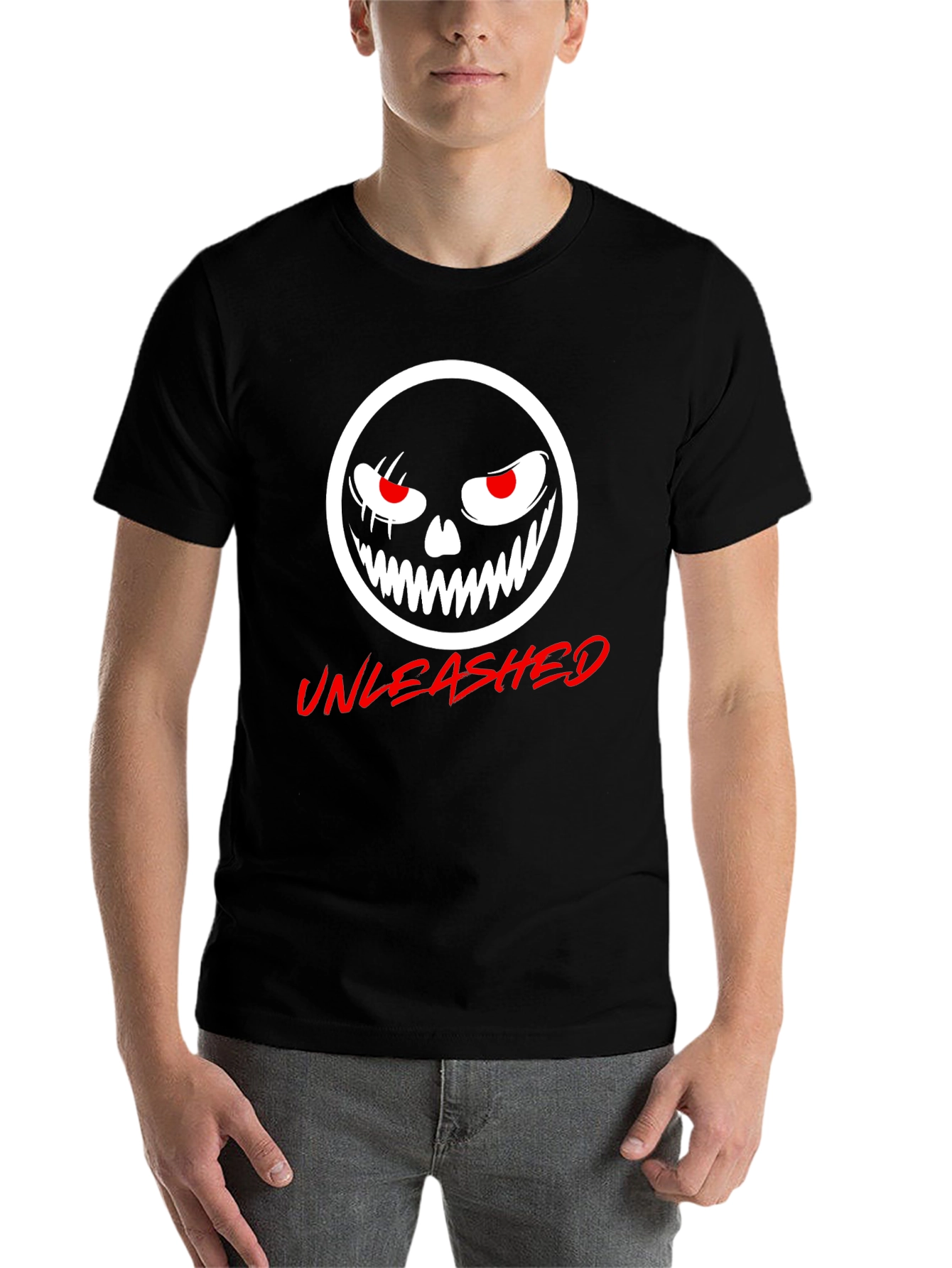 Black Unleashed Graphic Tee - Black Cotton T-Shirt view 7