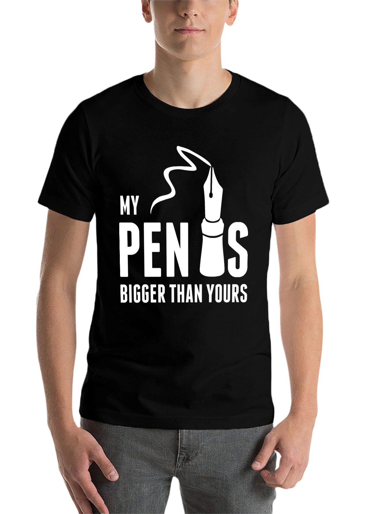 Black My Pen Is Bigger Than Yours - Graphic T-Shirt view 7