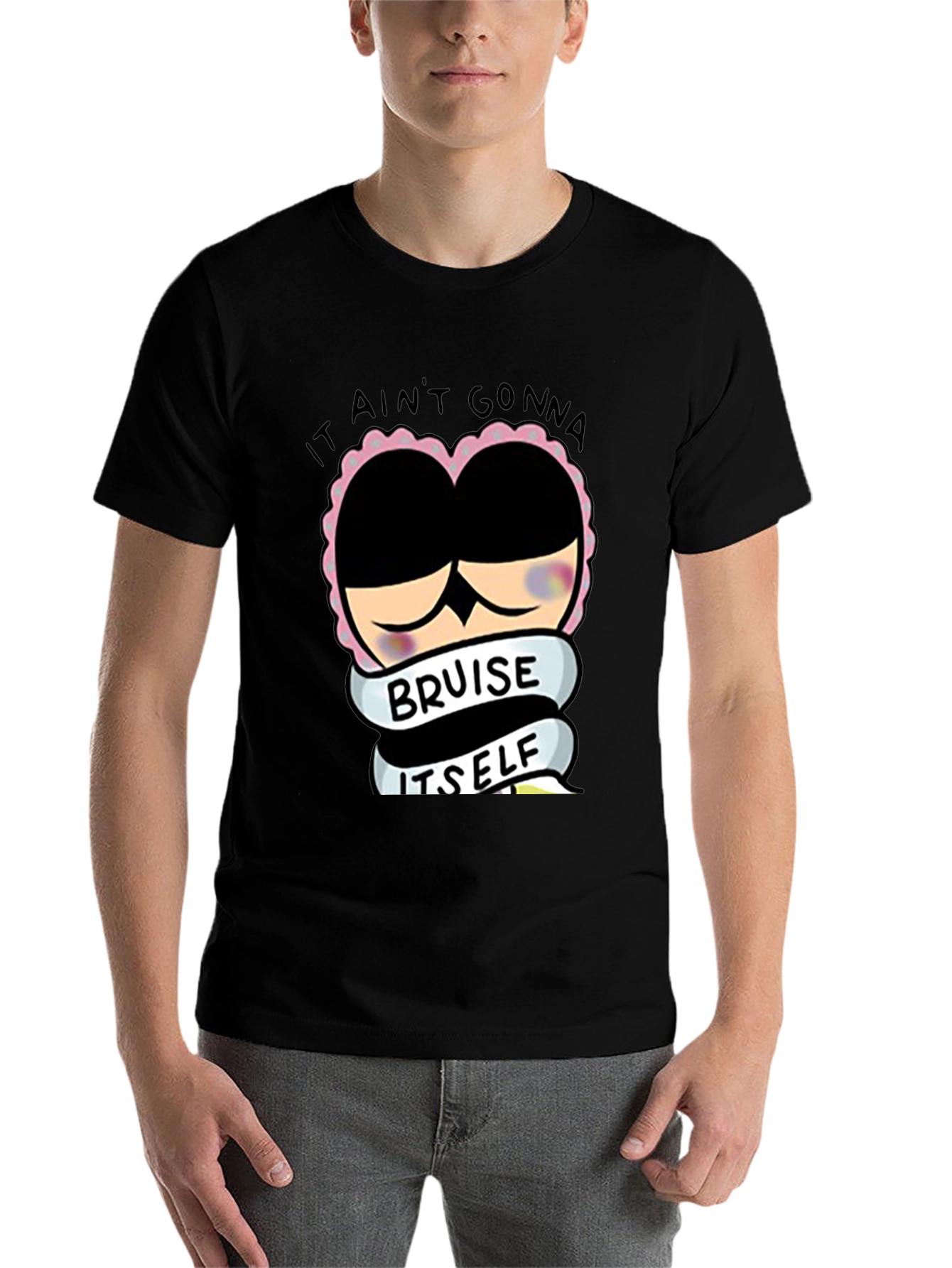 Black Funny Bruise Itself T-Shirt view 7