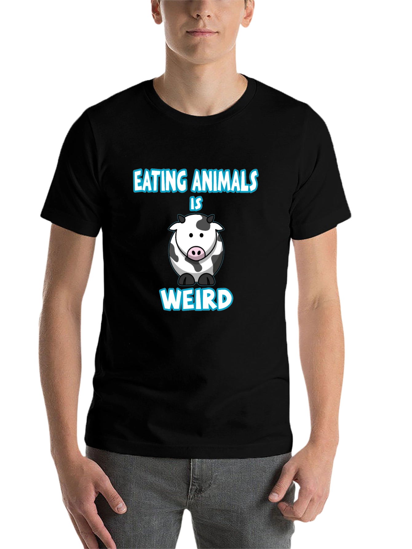 Black Eating Animals Is Weird T-Shirt view 7
