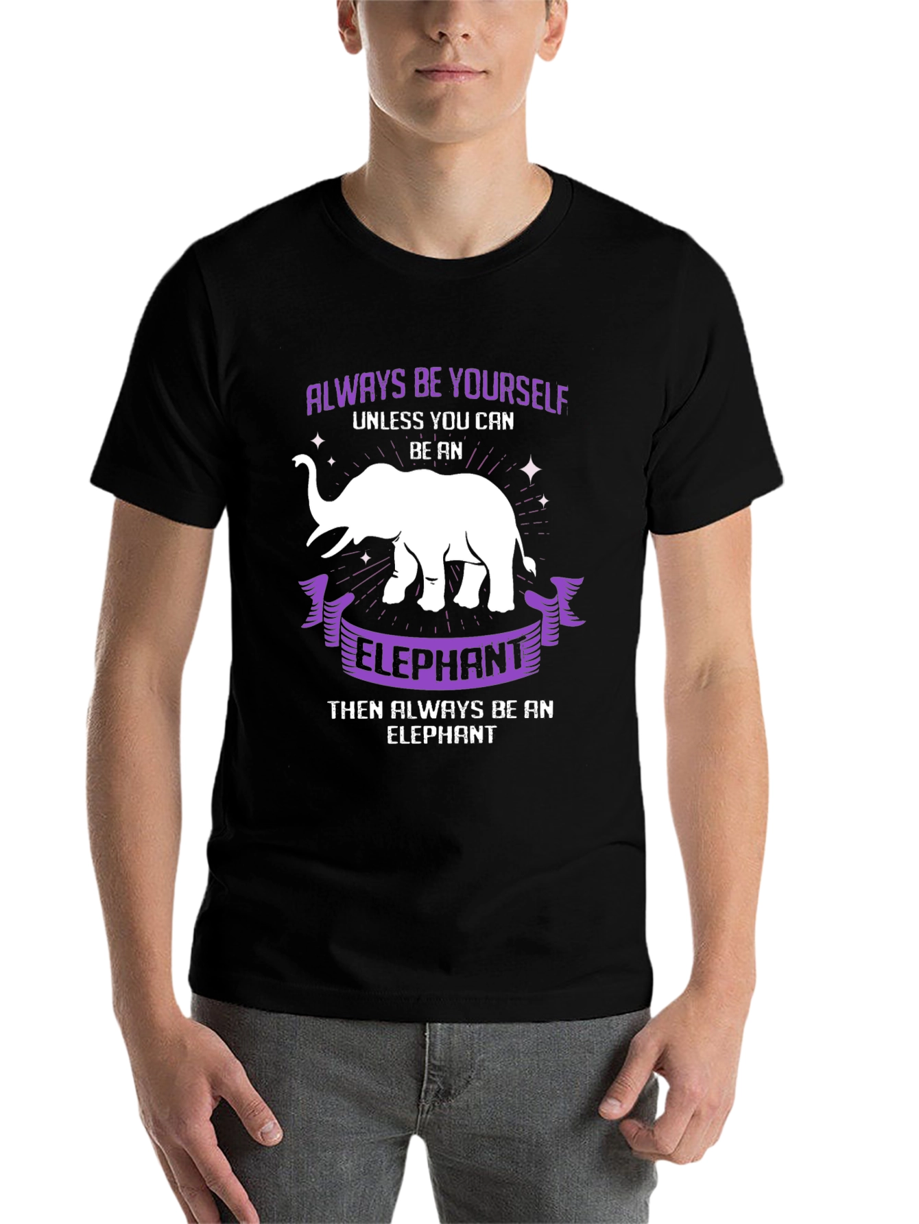 Black Always Be Yourself Elephant T-Shirt view 7