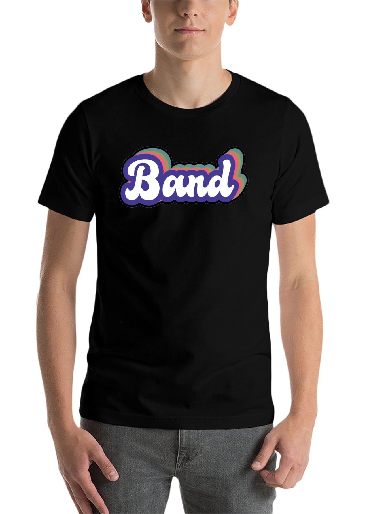 Black Retro "Band" Graphic Tee - Classic Style view 7
