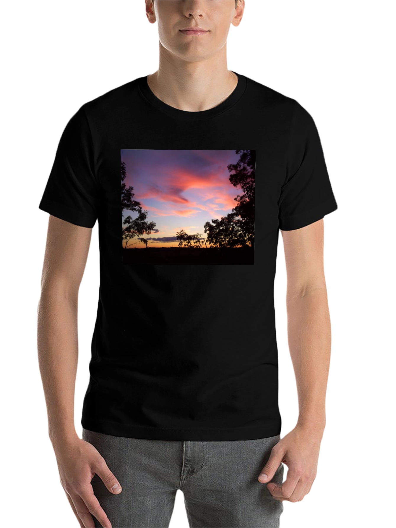 Black Sunset Silhouette Graphic Tee - Soft Cotton Blend view 7