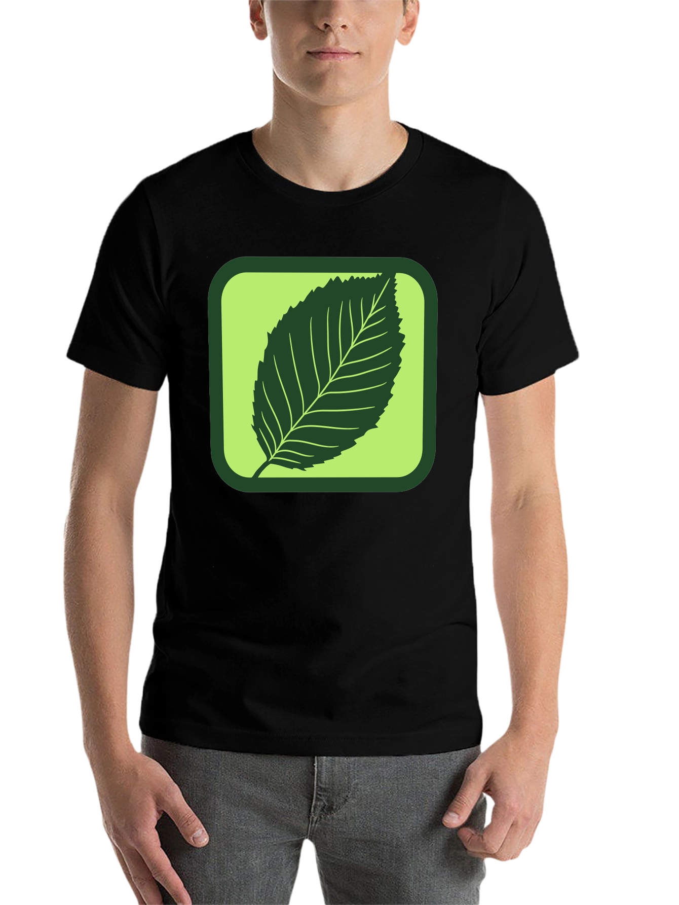 Black Leaf Graphic Tee - Nature Inspired Style view 7