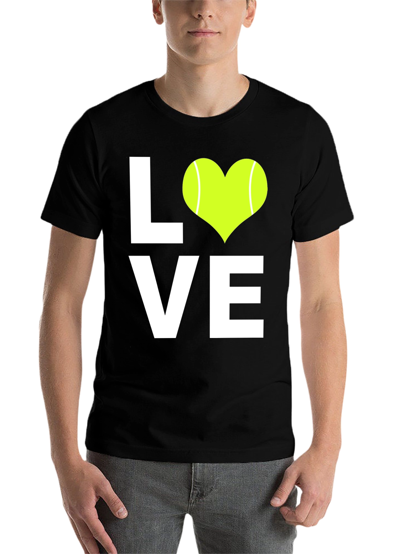 Black Tennis Love T-Shirt - Heart Shaped Ball view 7