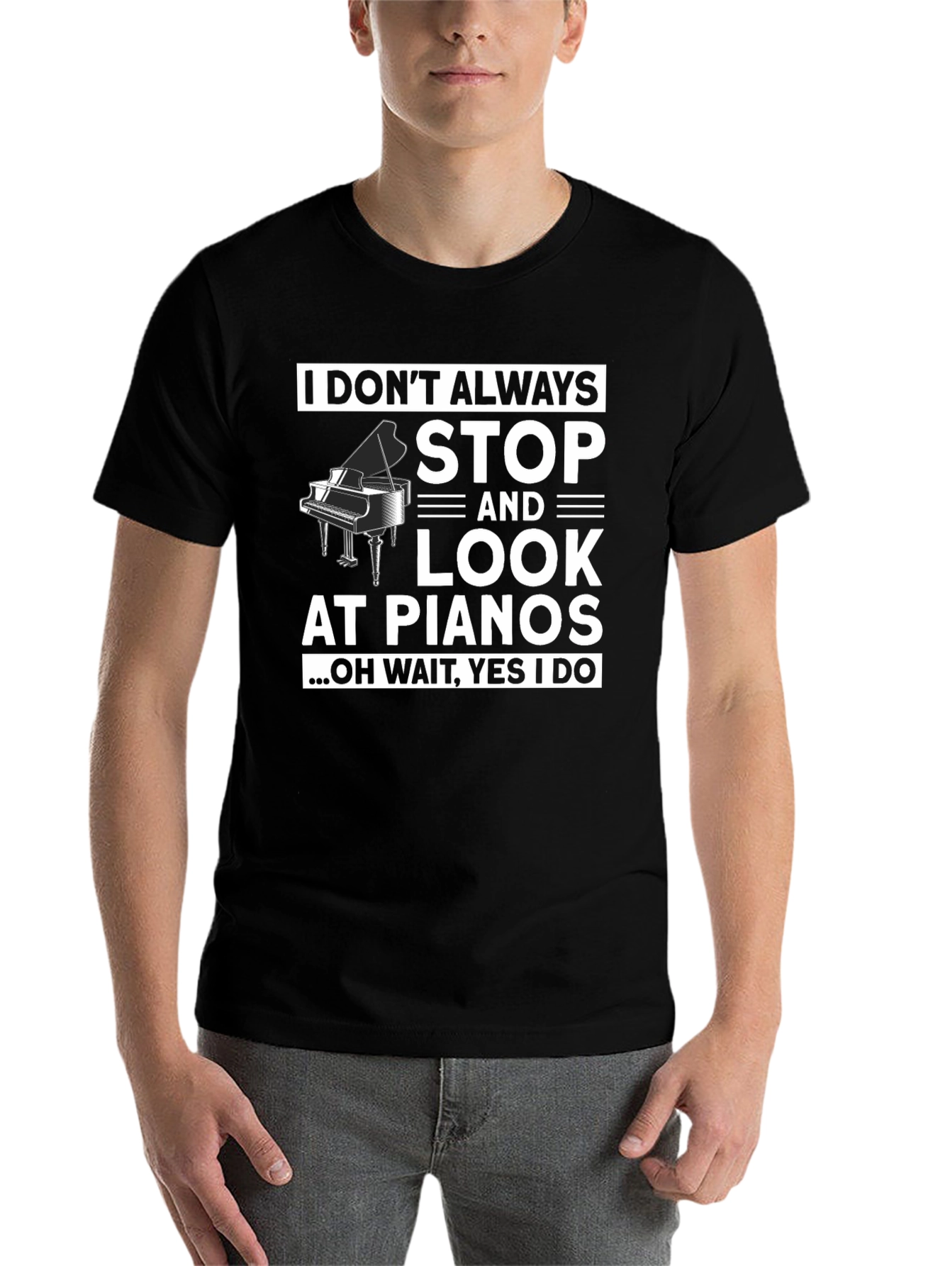 Black Funny Piano Lover T-Shirt view 7