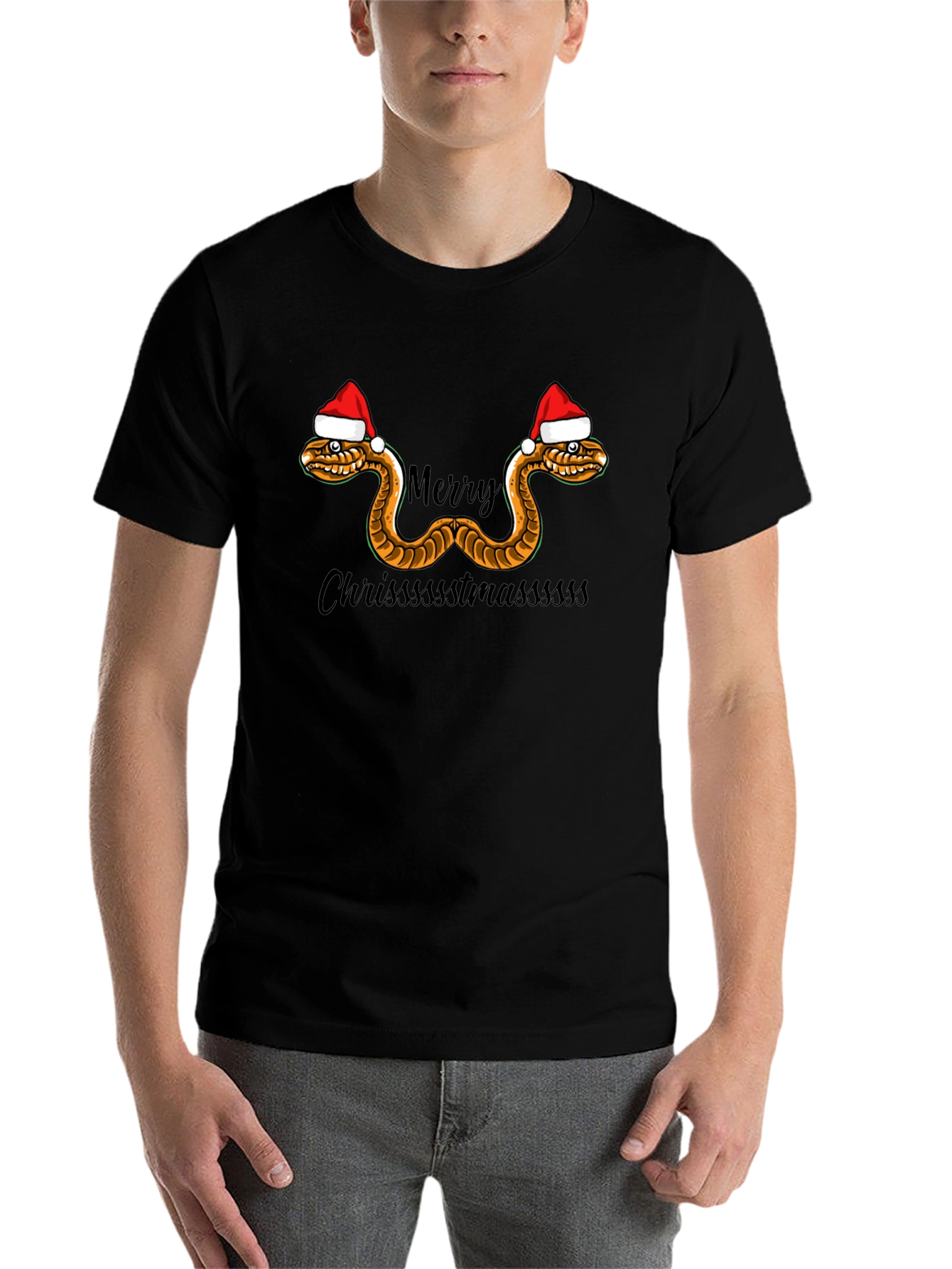 Black Merry Chrissstmasssss Snake T-Shirt view 7