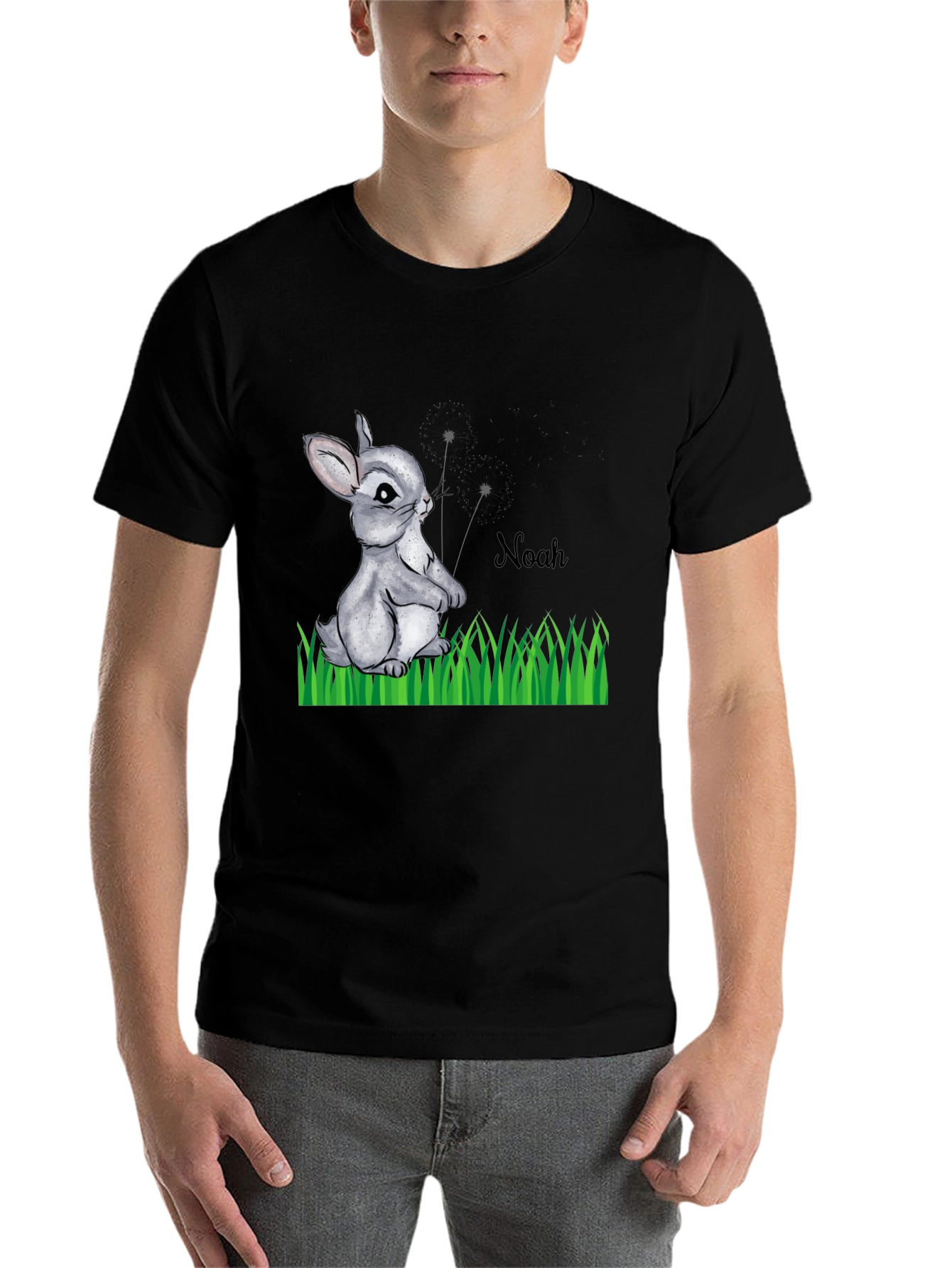 Black Cute Bunny 'Noah' Graphic Tee view 7