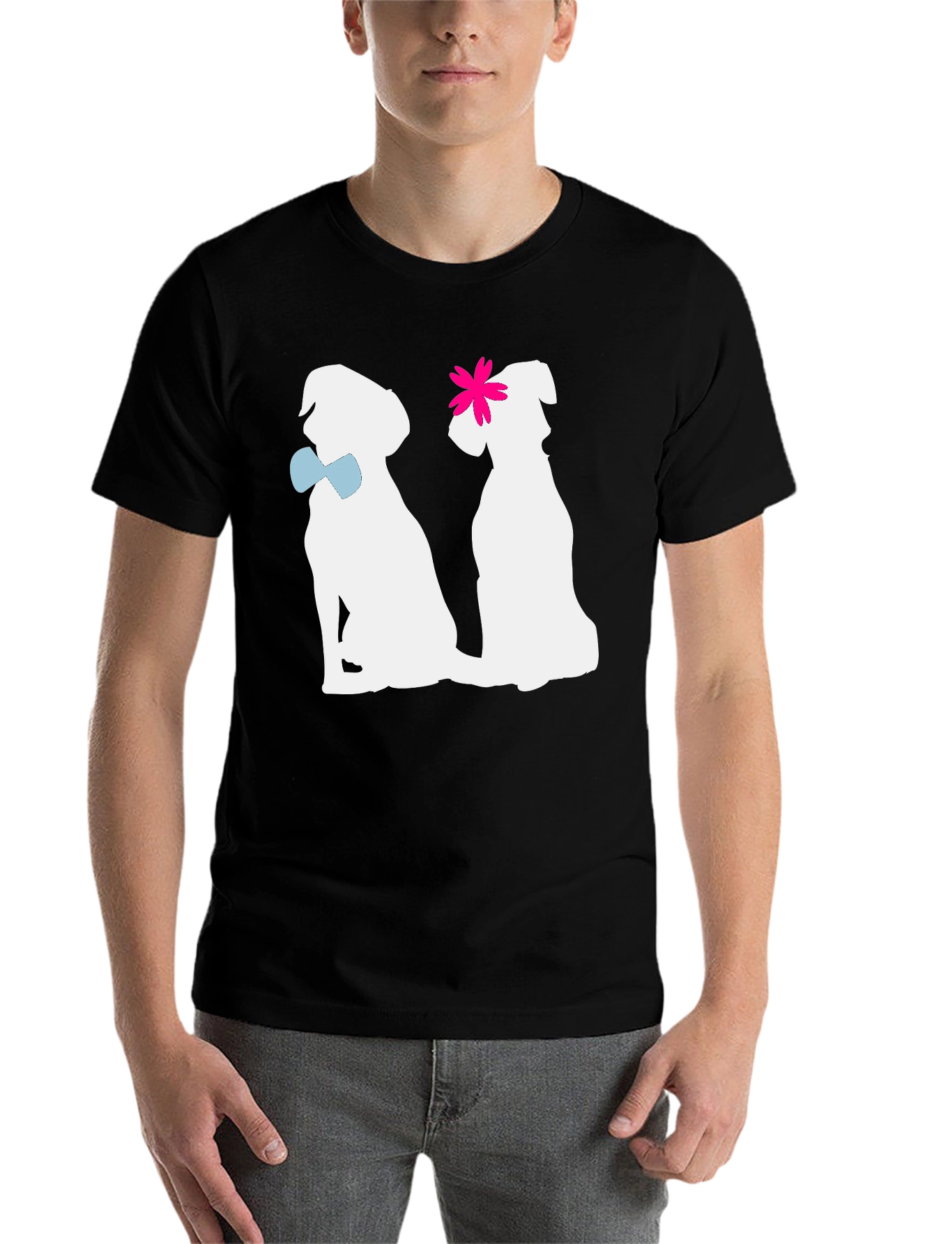 Black Couple Dogs Graphic T-Shirt view 7