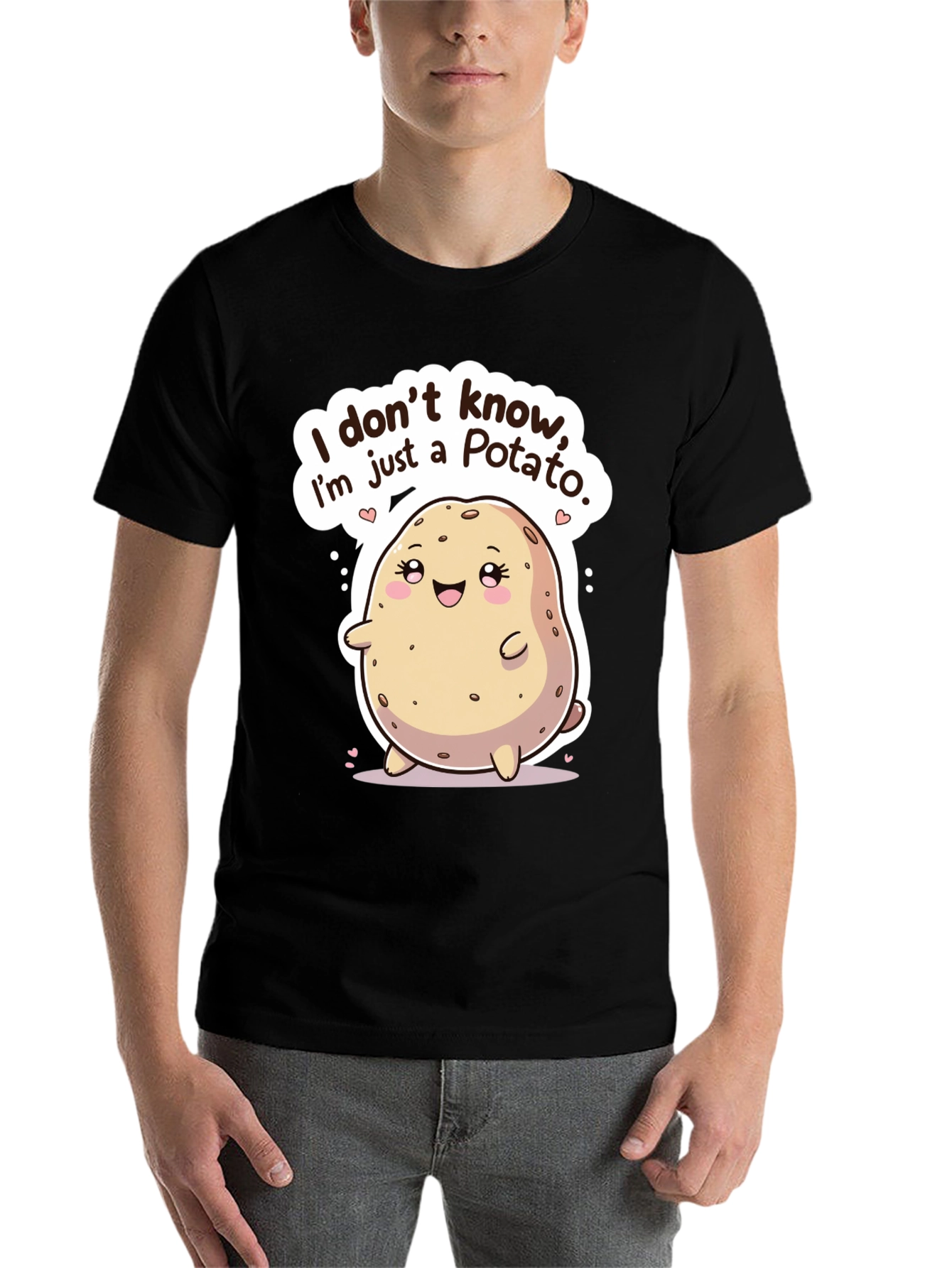 Black Funny Potato Graphic T-Shirt view 7