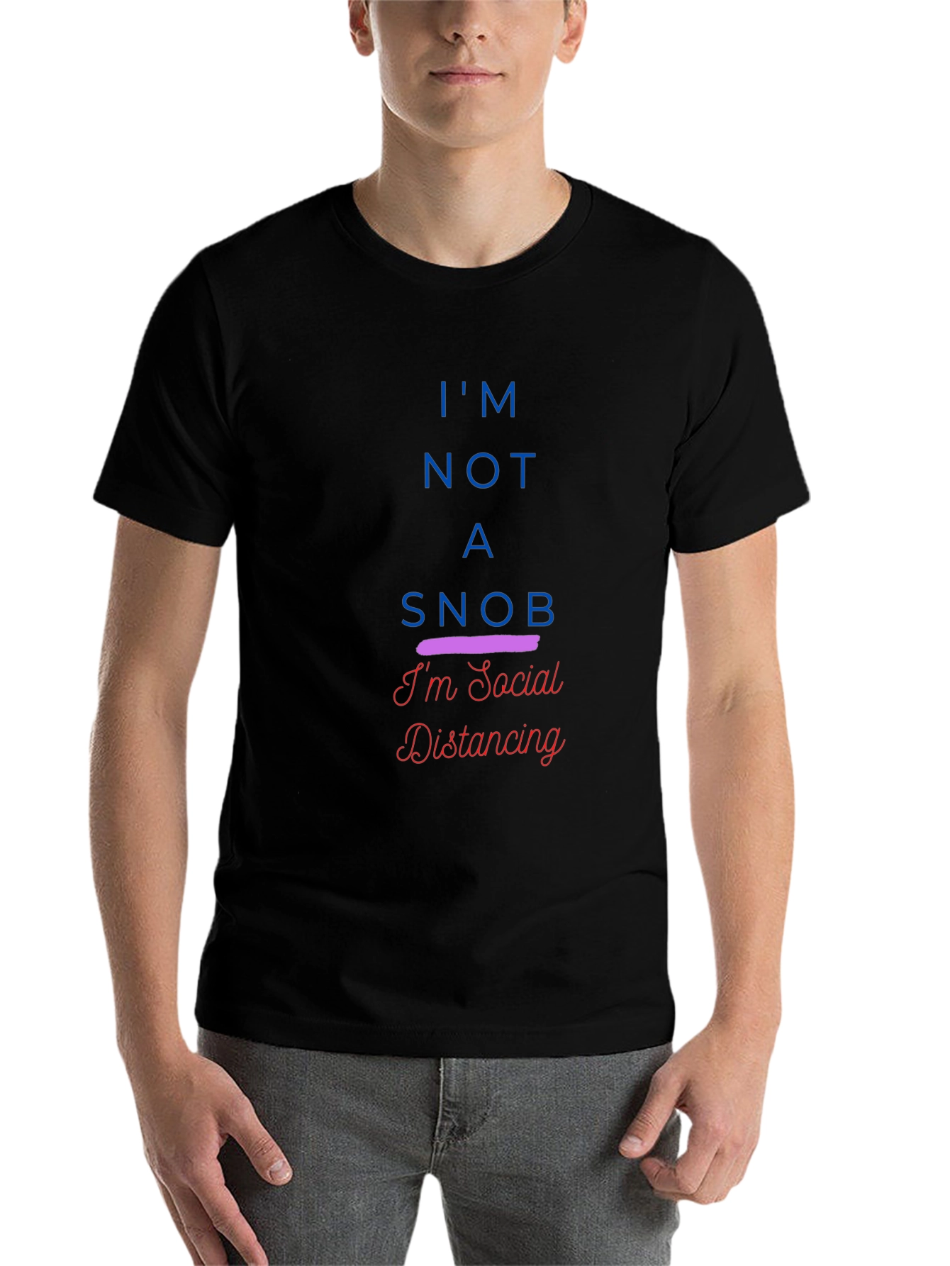Black Social Distancing Tee - I'm Not A Snob - Black T-Shirt view 7