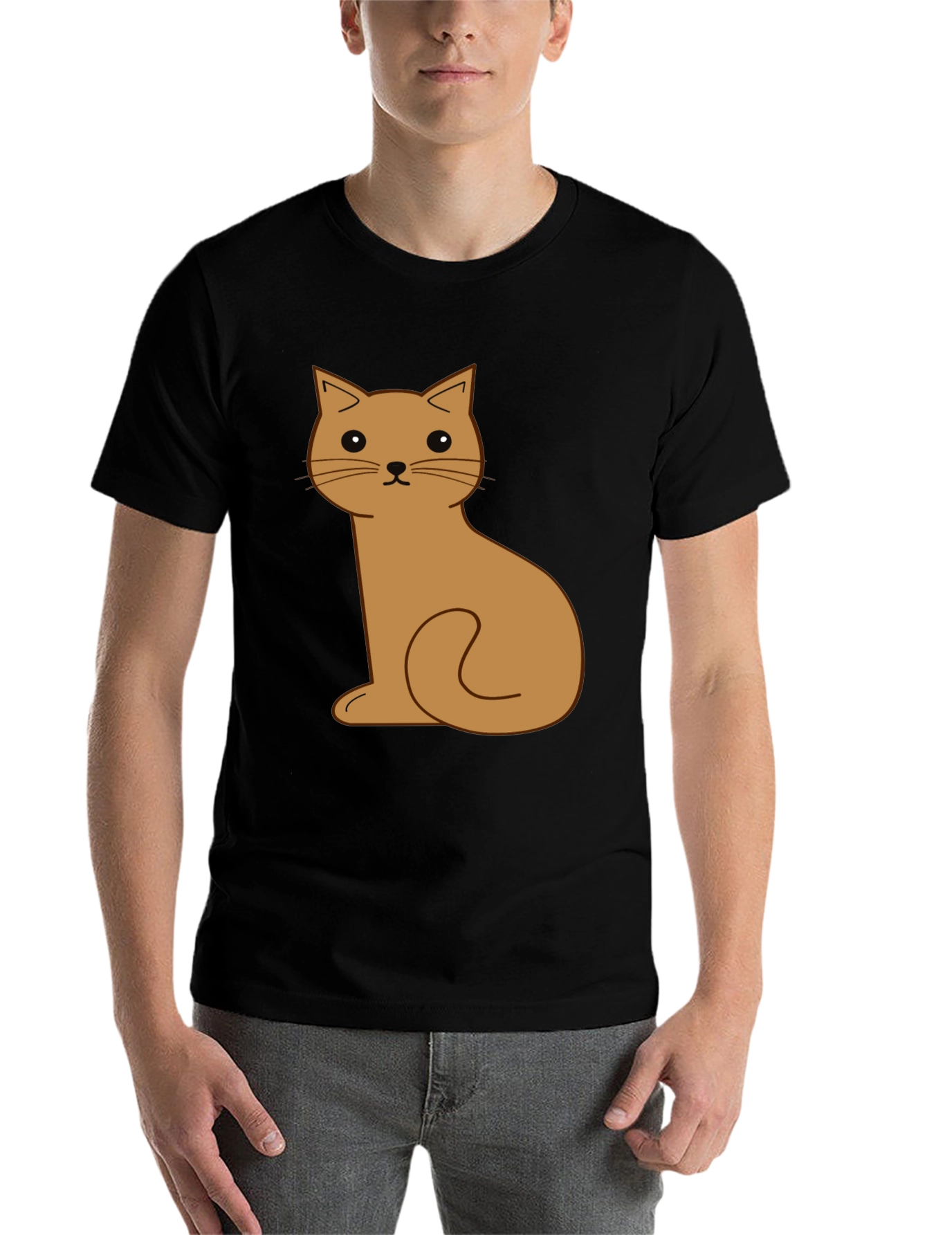 Black Cute Cartoon Cat Graphic T-Shirt view 7