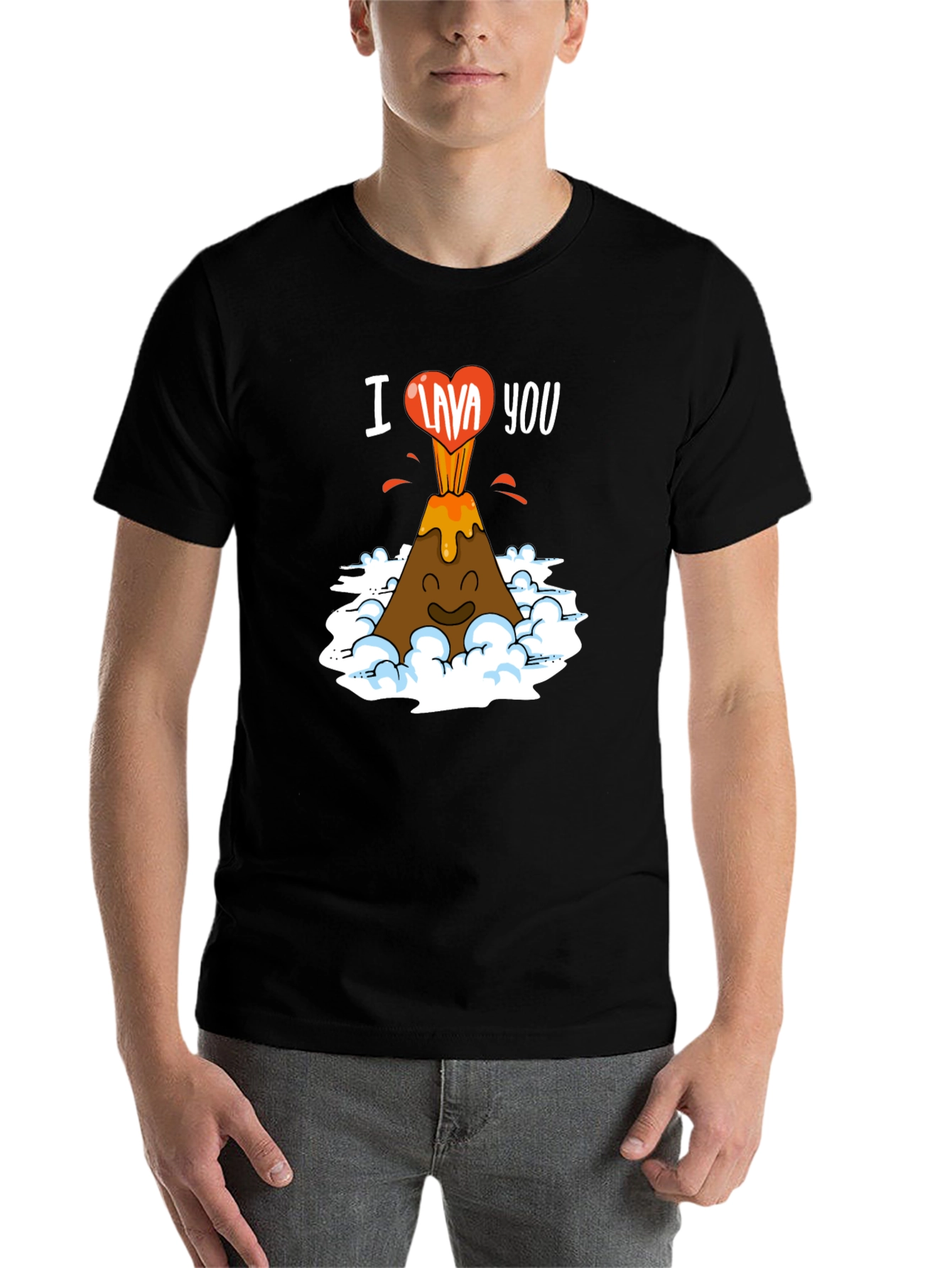 Black I Lava You Funny Volcano Graphic T-Shirt view 7