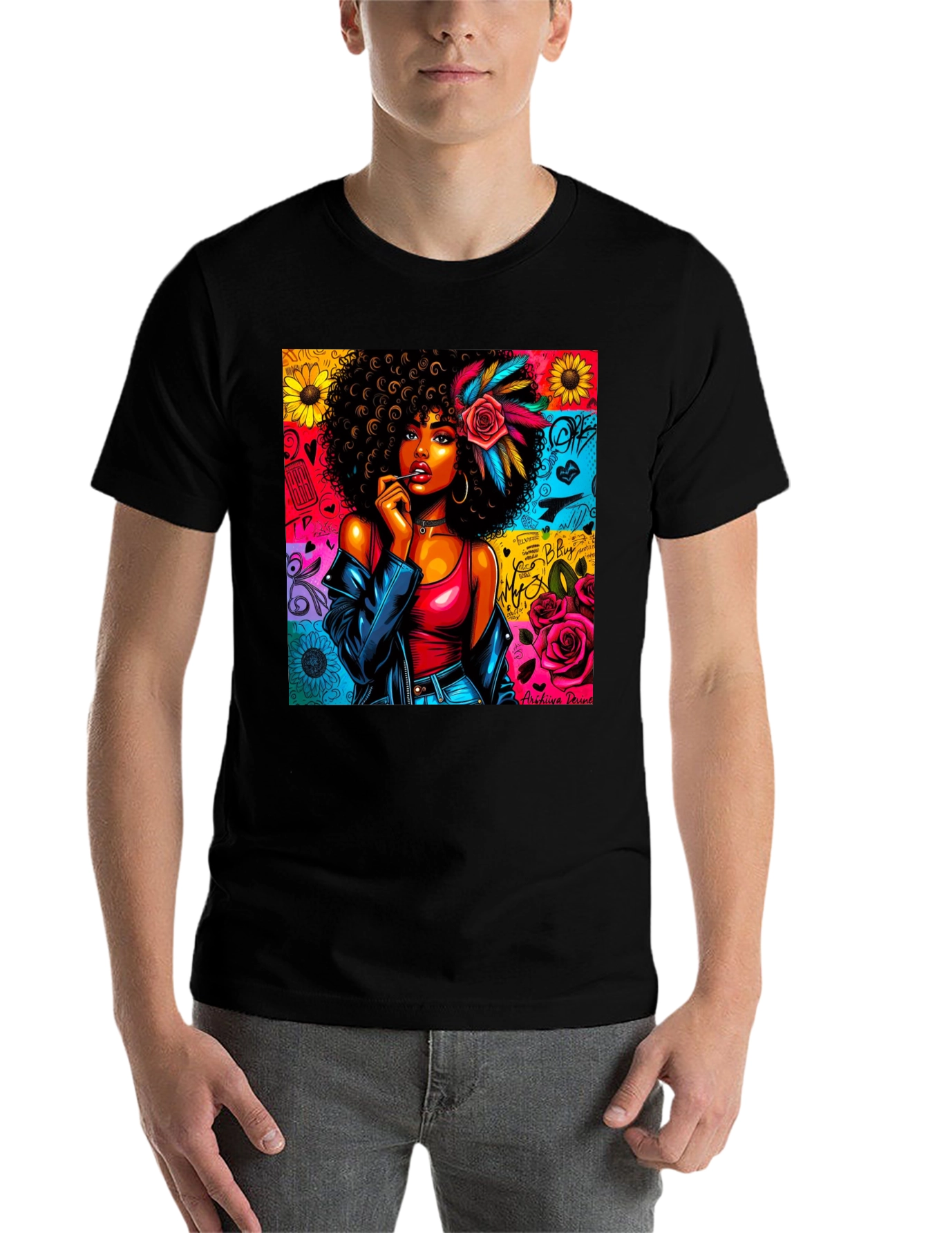 Black Graphic Tee: Afro-Punk Style T-Shirt view 7