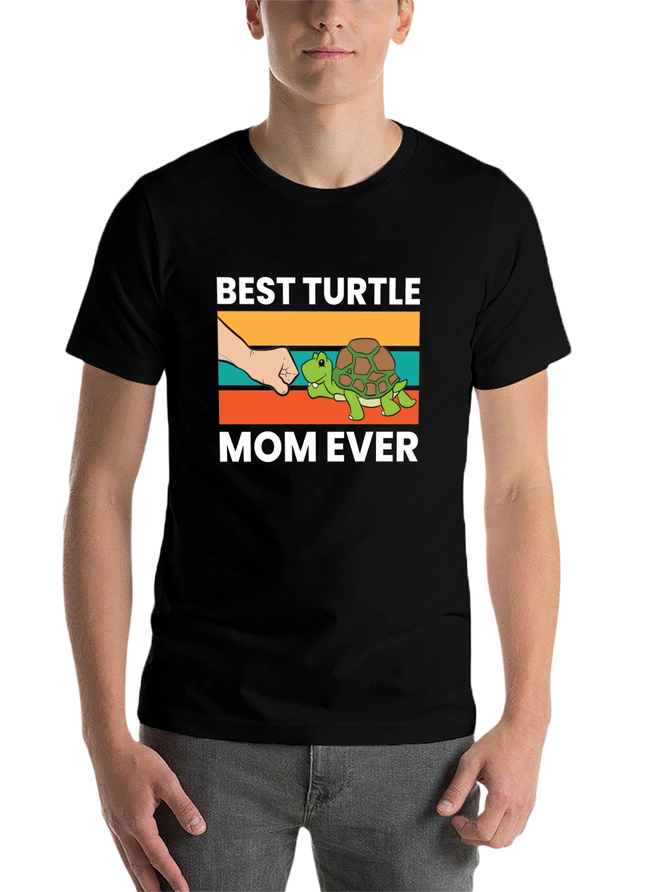 Black Best Turtle Mom Ever Graphic T-Shirt view 7