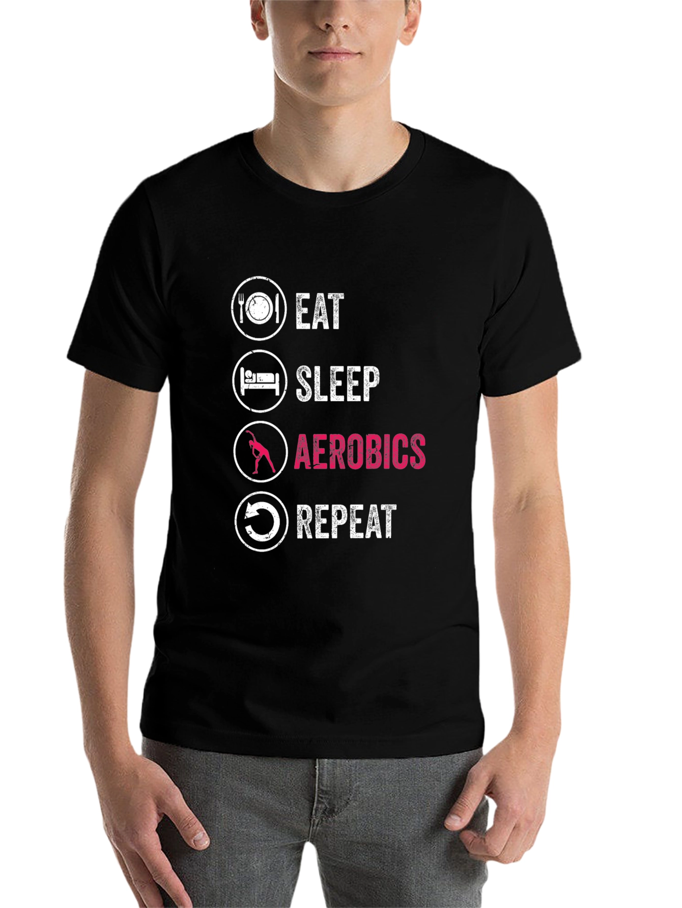 Black Eat Sleep Aerobics Repeat Graphic T-Shirt view 7