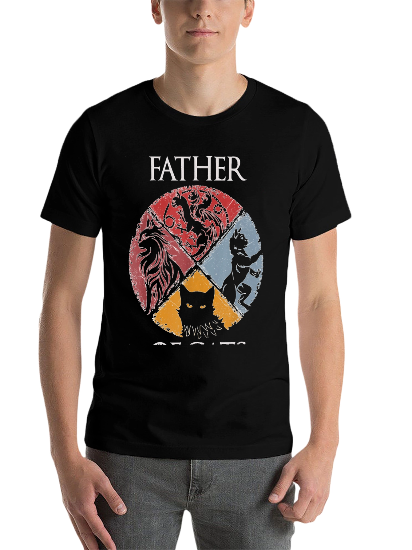 Black Father of Cats Graphic Tee view 7