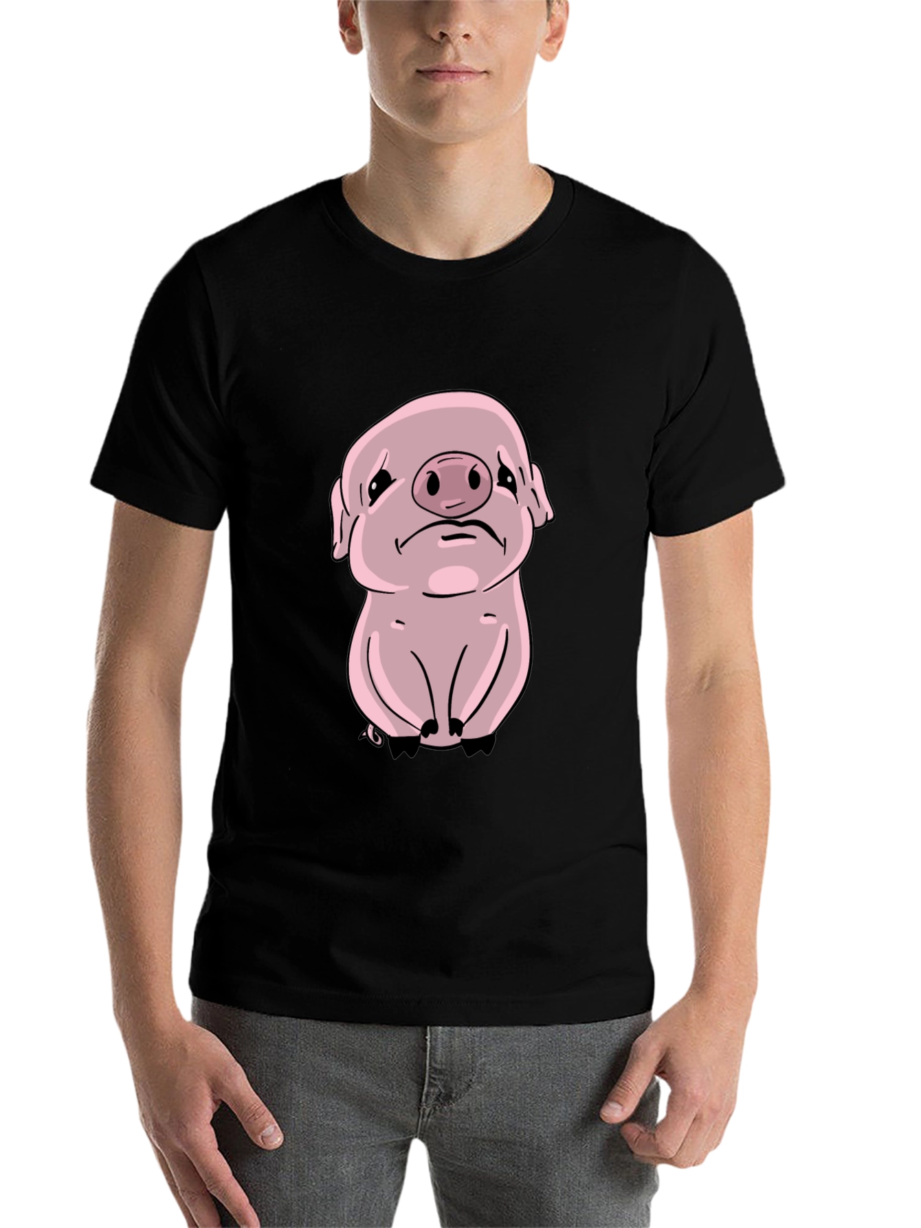 Black Sad Pig Graphic Tee - Black Cotton Comfort view 7