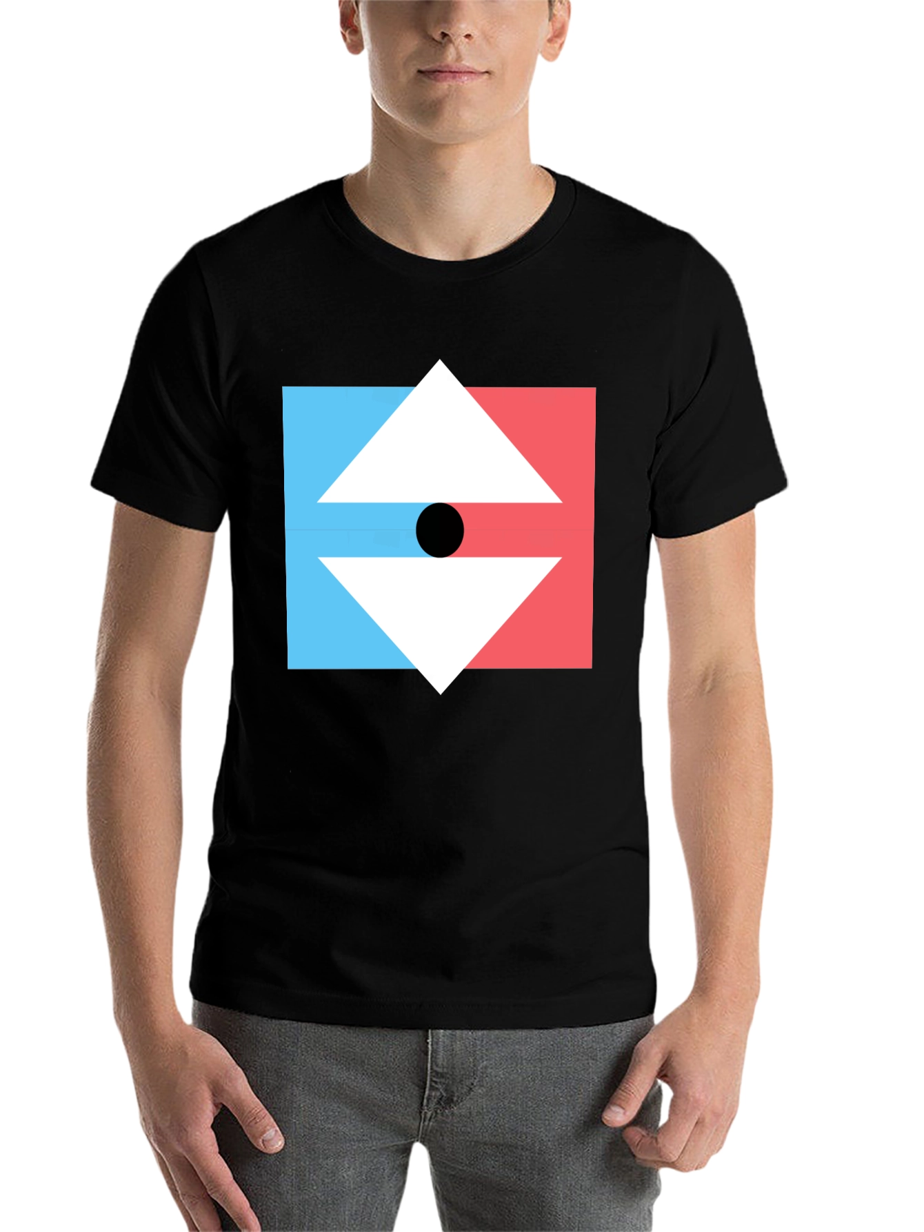 Black Geometric Arrow Graphic Tee - Men's Black T-Shirt view 7