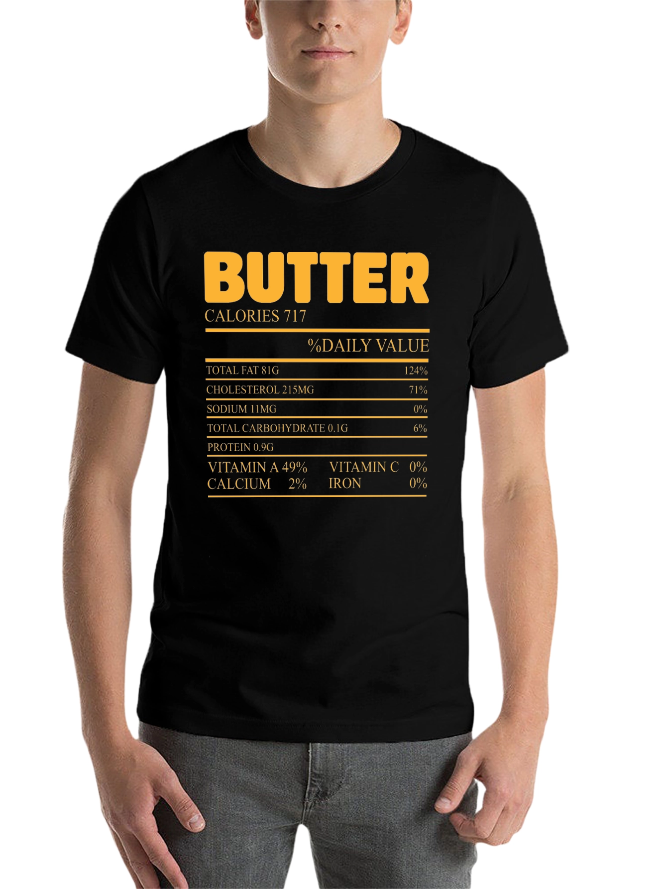 Black Funny Butter Nutrition Facts T-Shirt view 7