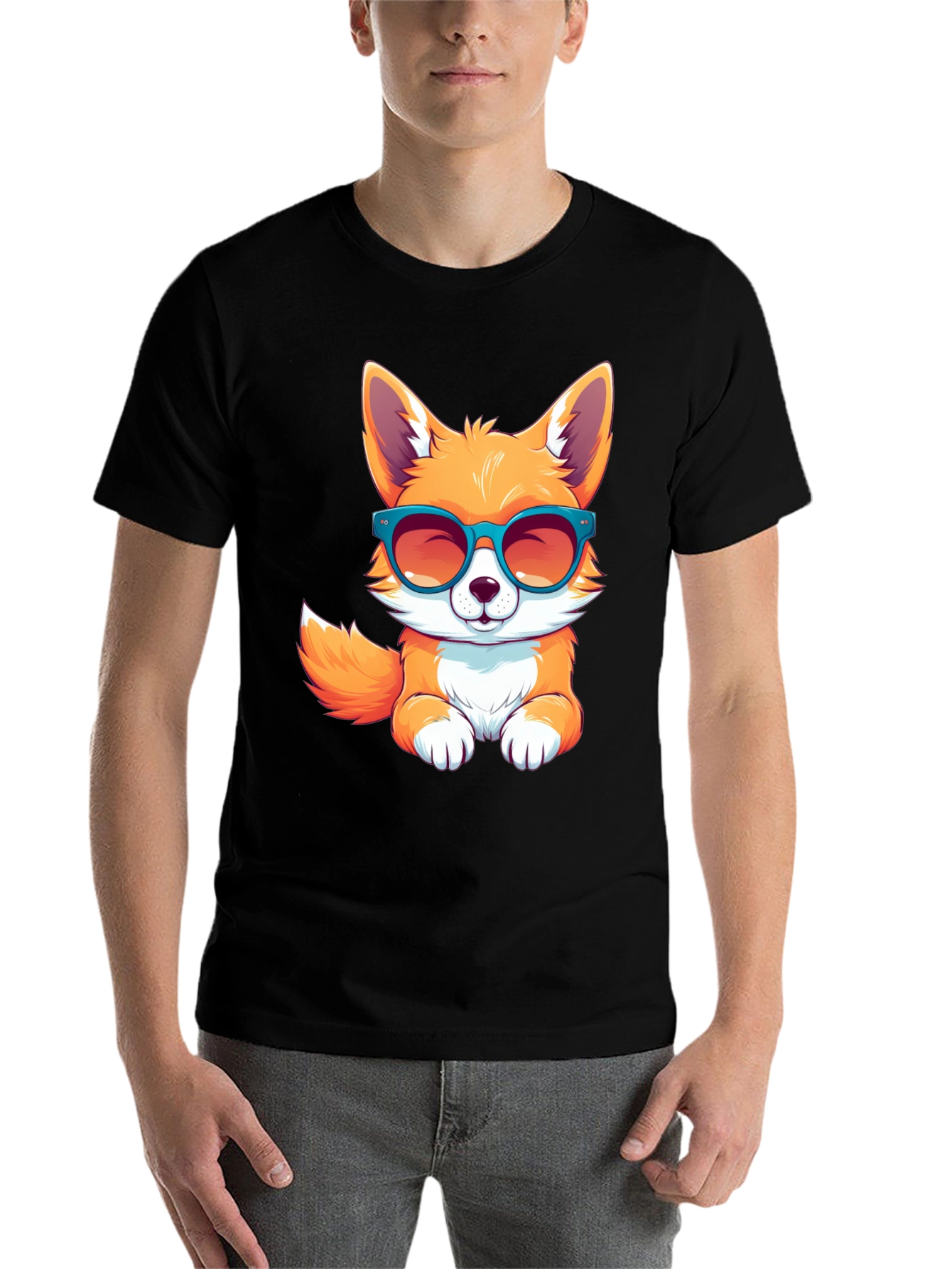 Black Cool Fox T-Shirt view 7