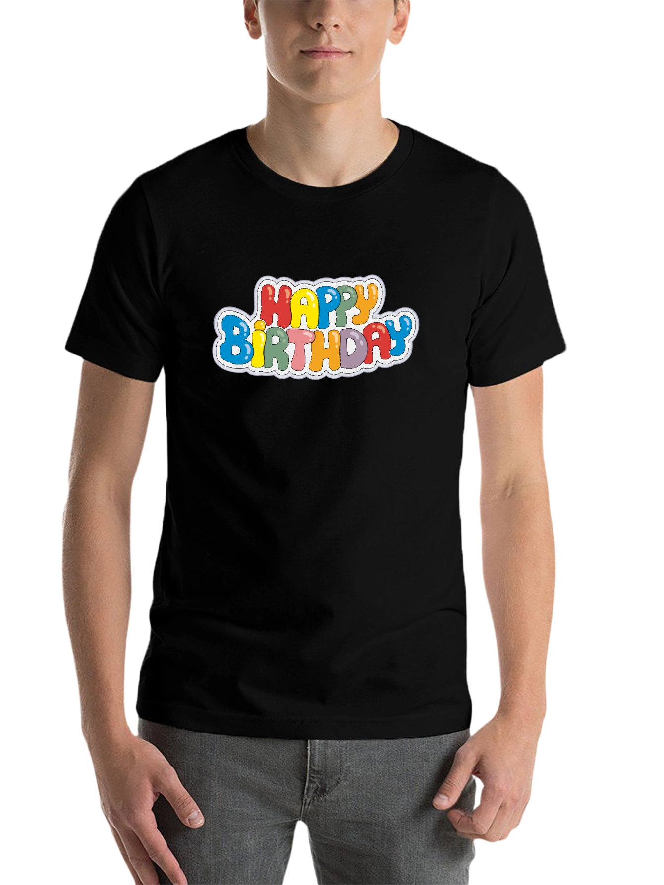Black Happy Birthday Graphic Tee - Black T-Shirt view 7