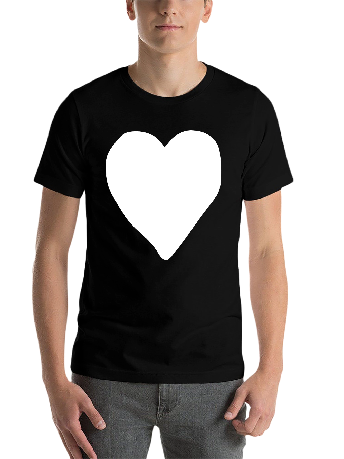 Black Black Tee with White Heart Graphic view 7