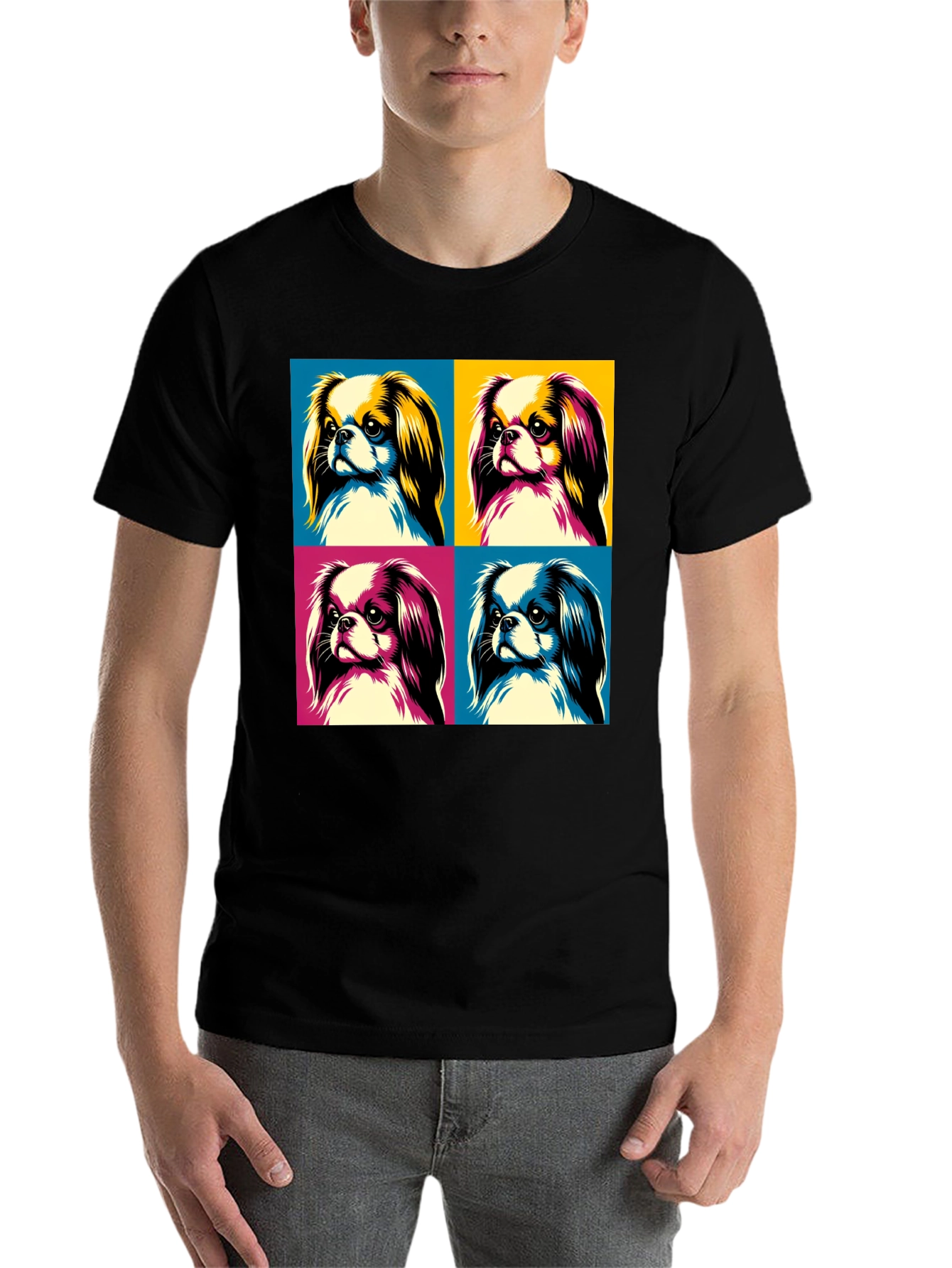 Black Pop Art Dog Graphic Tee - Stylish Canine Design view 7