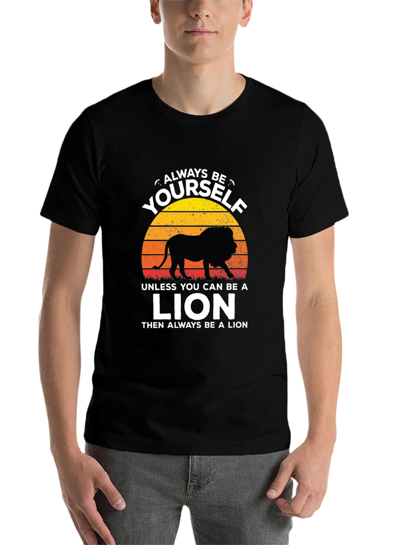 Black Always Be Yourself Unless Lion T-Shirt view 7