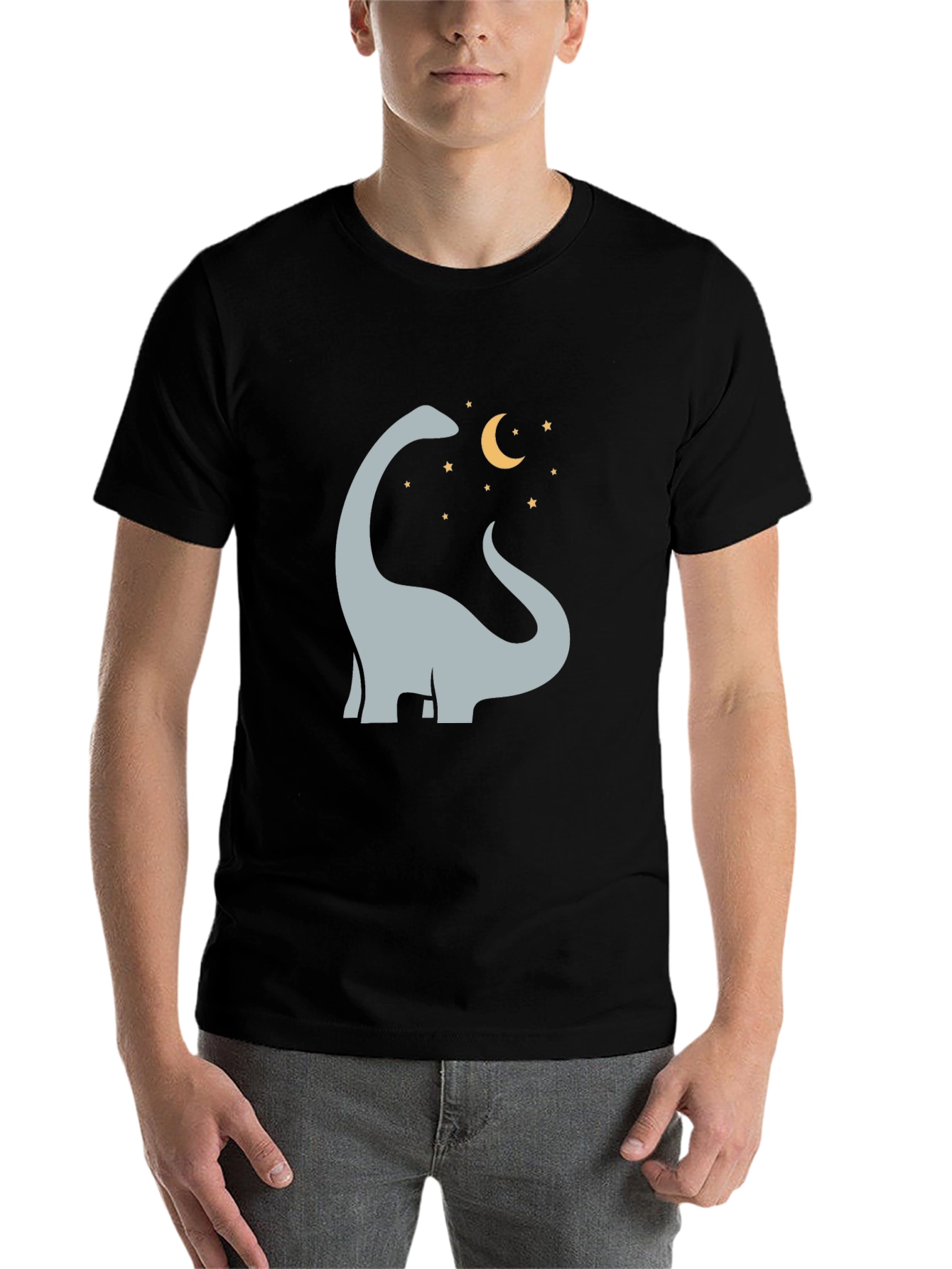 Black Dino Moon Graphic Tee - Stylish Black T-Shirt view 7