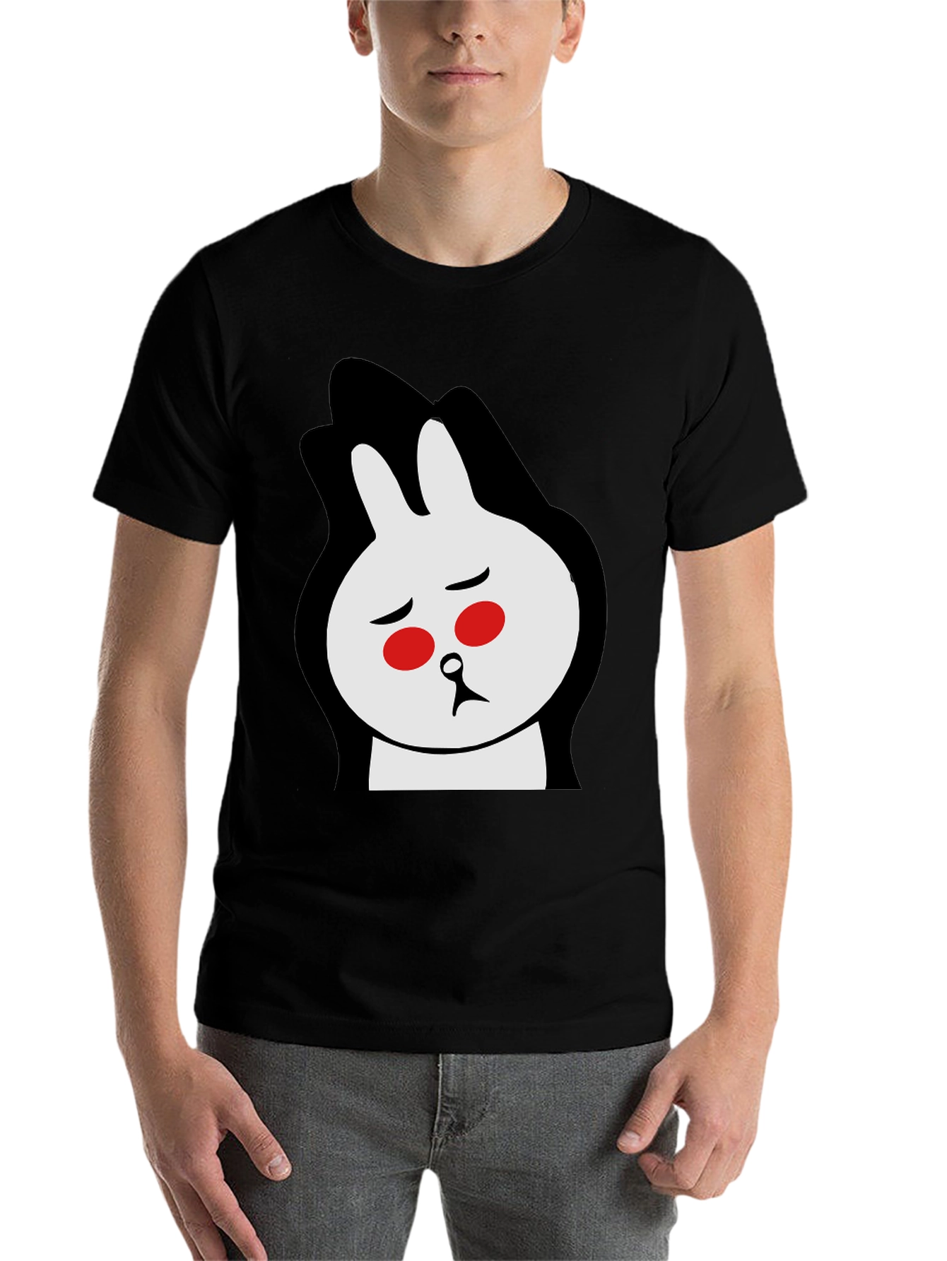 Black Sad Bunny Graphic Tee - Black Cotton Blend view 7