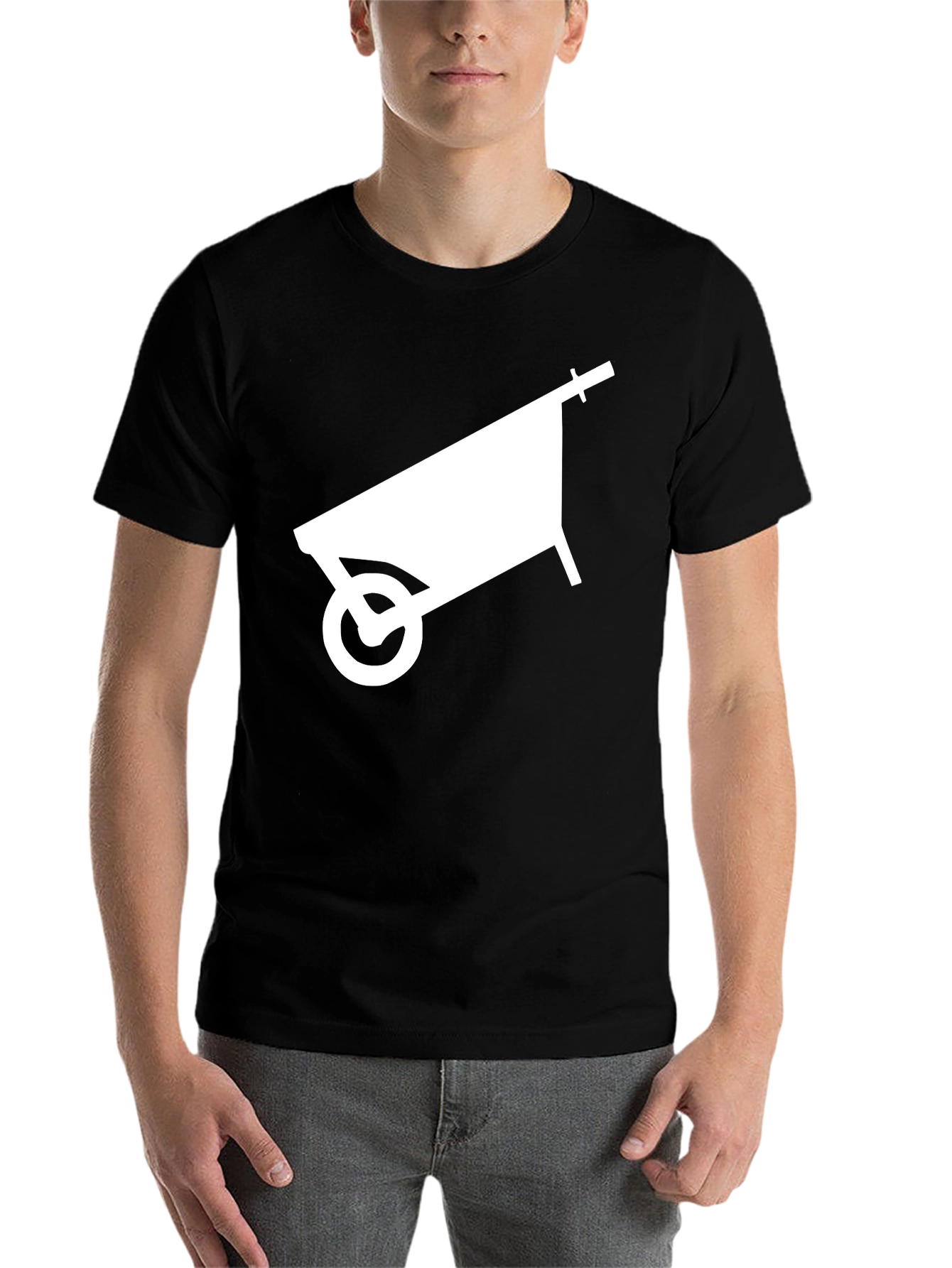Black Wheelbarrow Graphic T-Shirt - Black Cotton Tee view 7