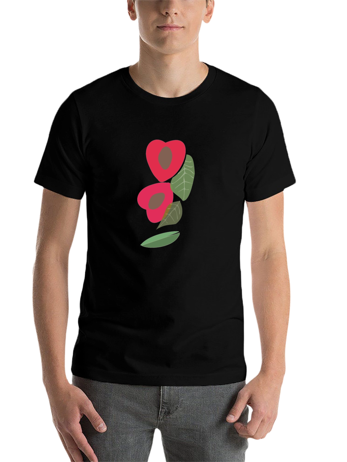Black Unique Fruit Graphic Tee - Modern Casual Style view 7