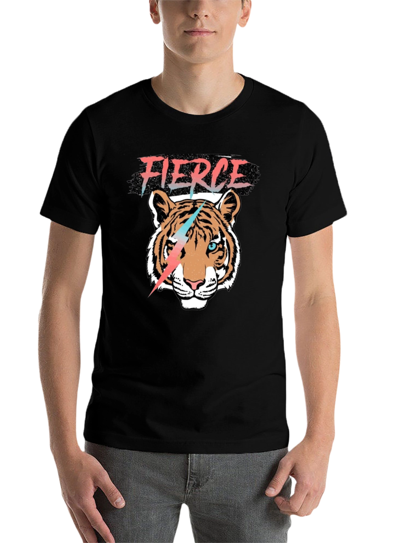 Black Fierce Tiger Graphic Tee view 7