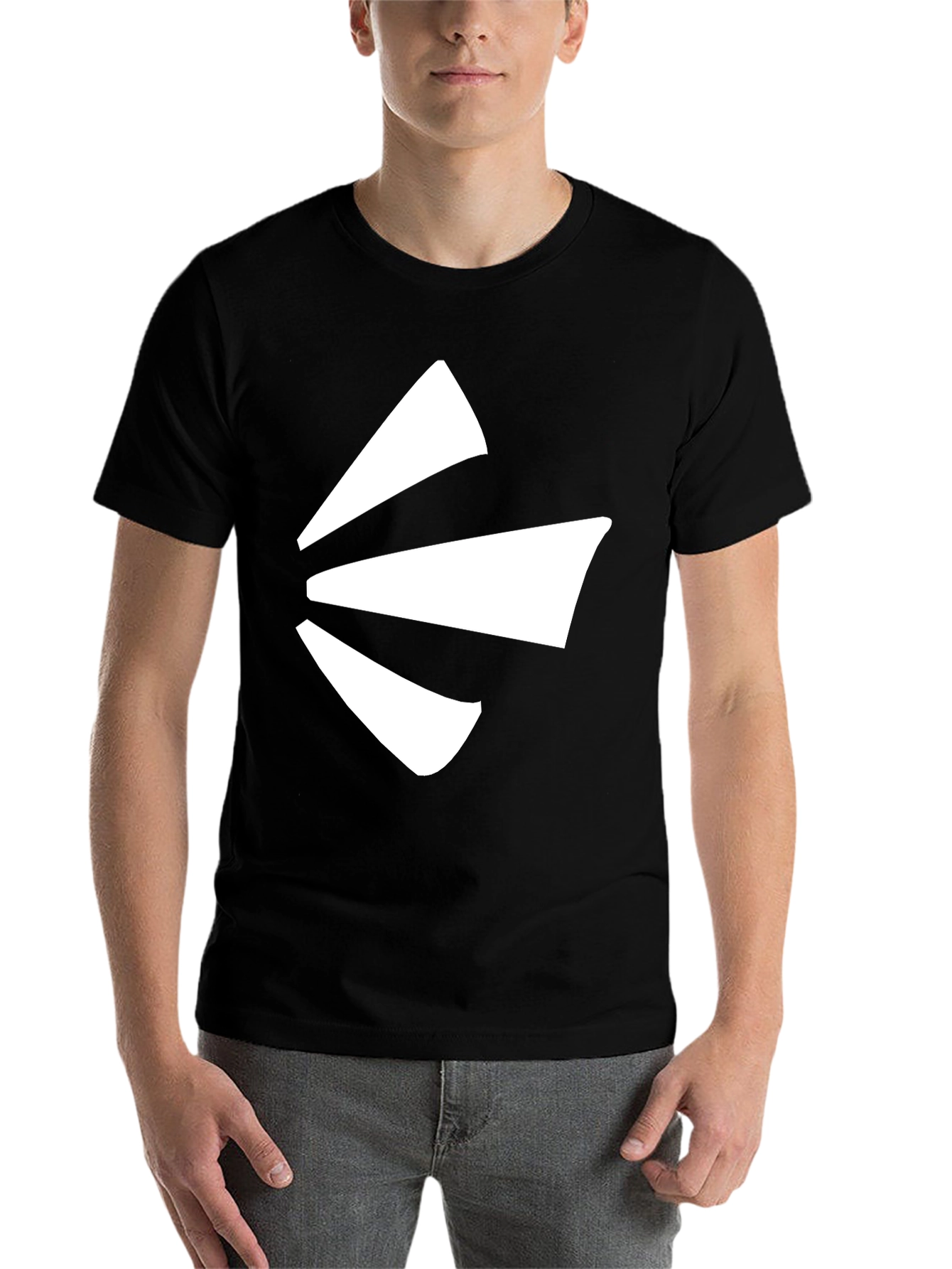 Black Black Tee with Abstract White Design view 7