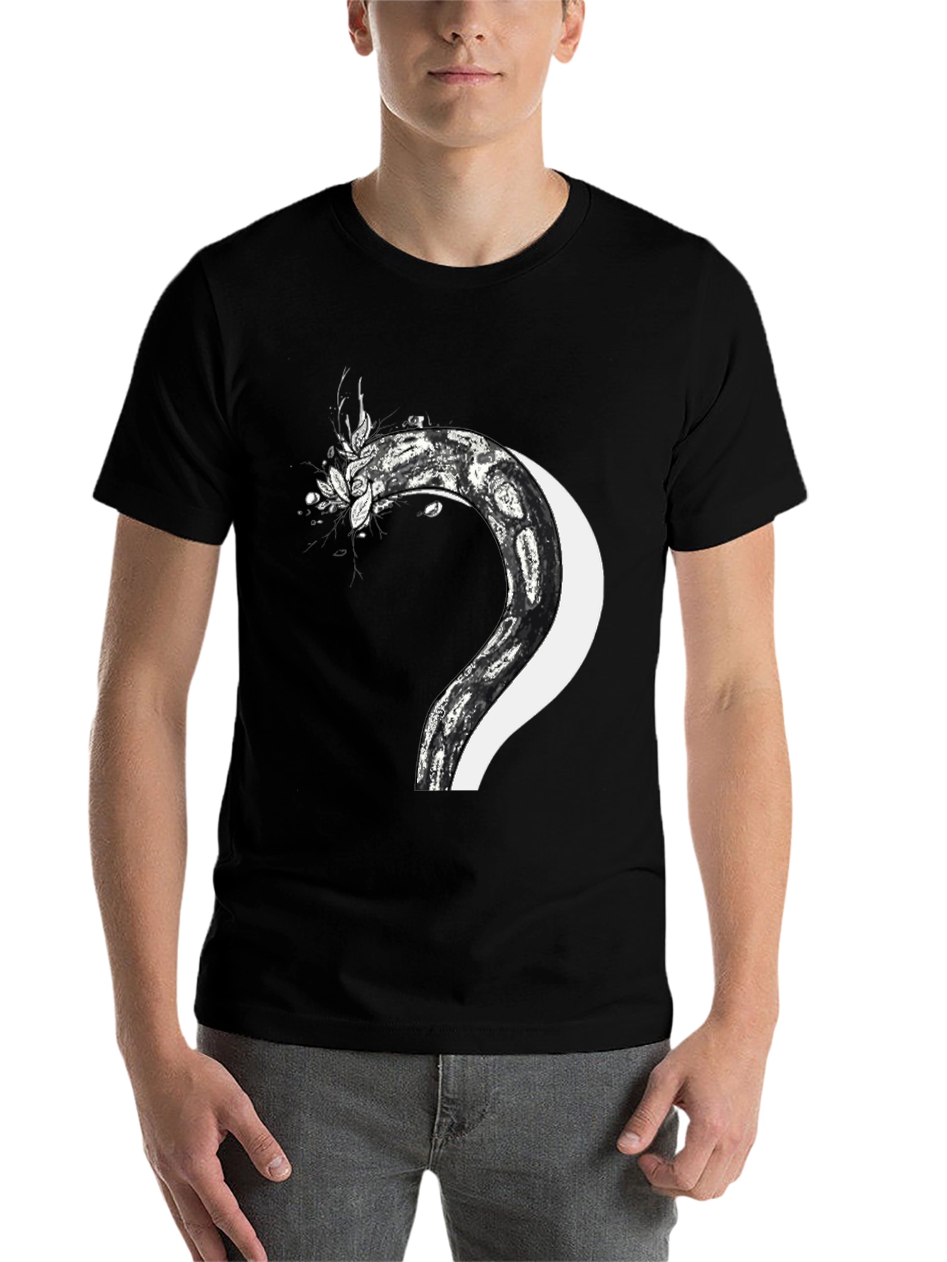 Black Serpent & Moon Graphic Tee - Men's Black T-Shirt view 7