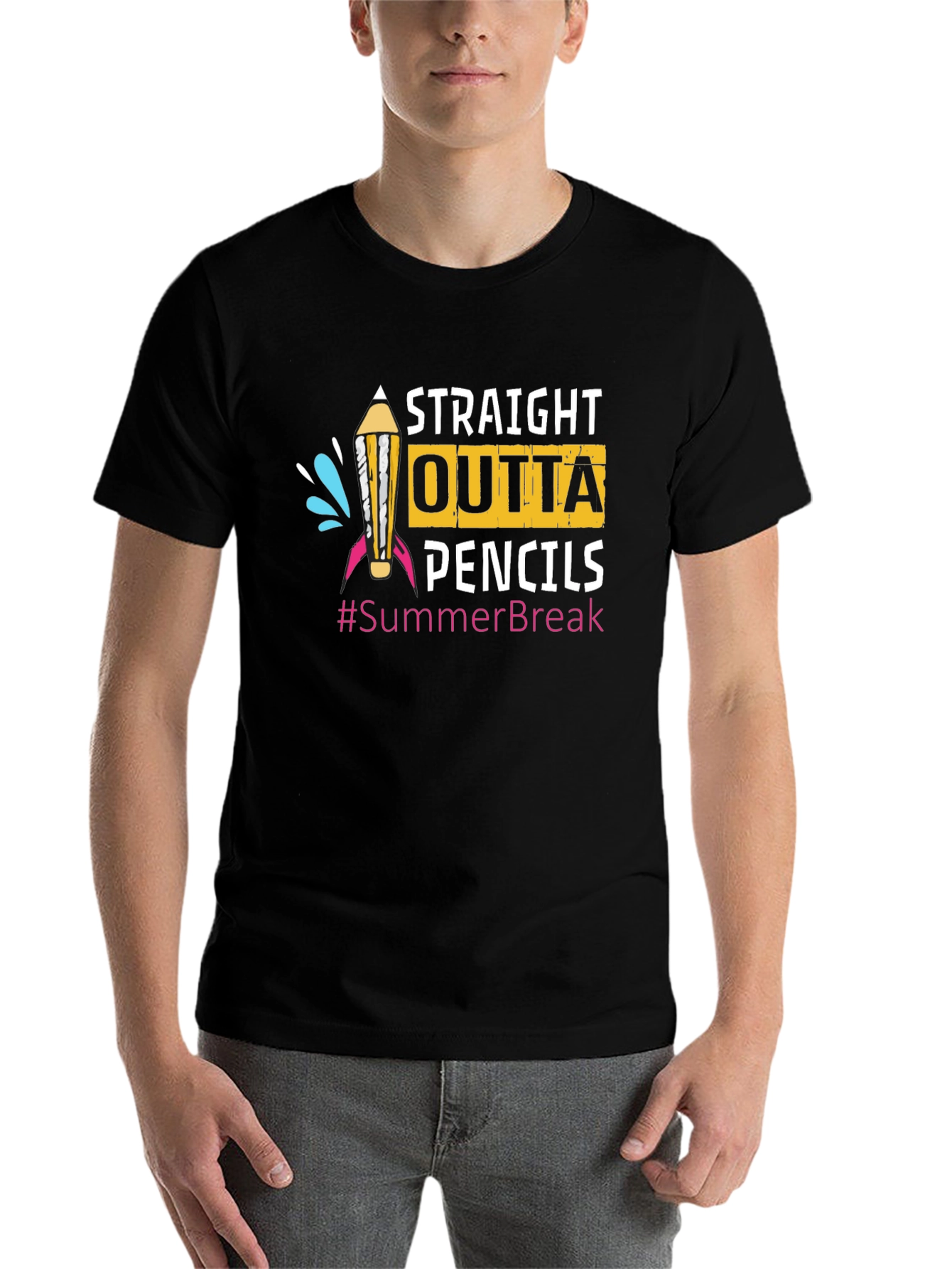 Black Straight Outta Pencils T-Shirt Summer Break Teacher view 7