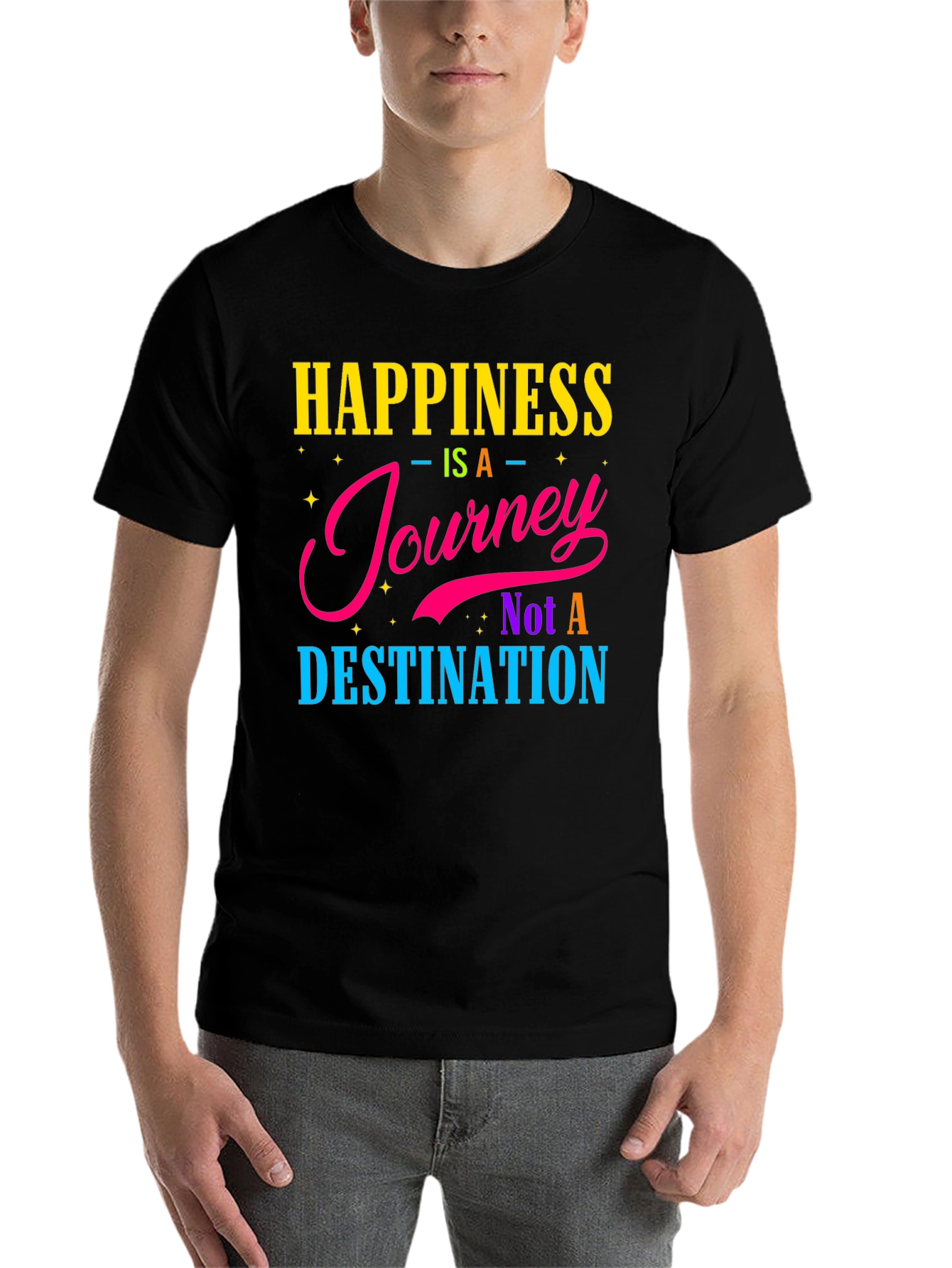 Black Happiness Journey Graphic T-Shirt view 7