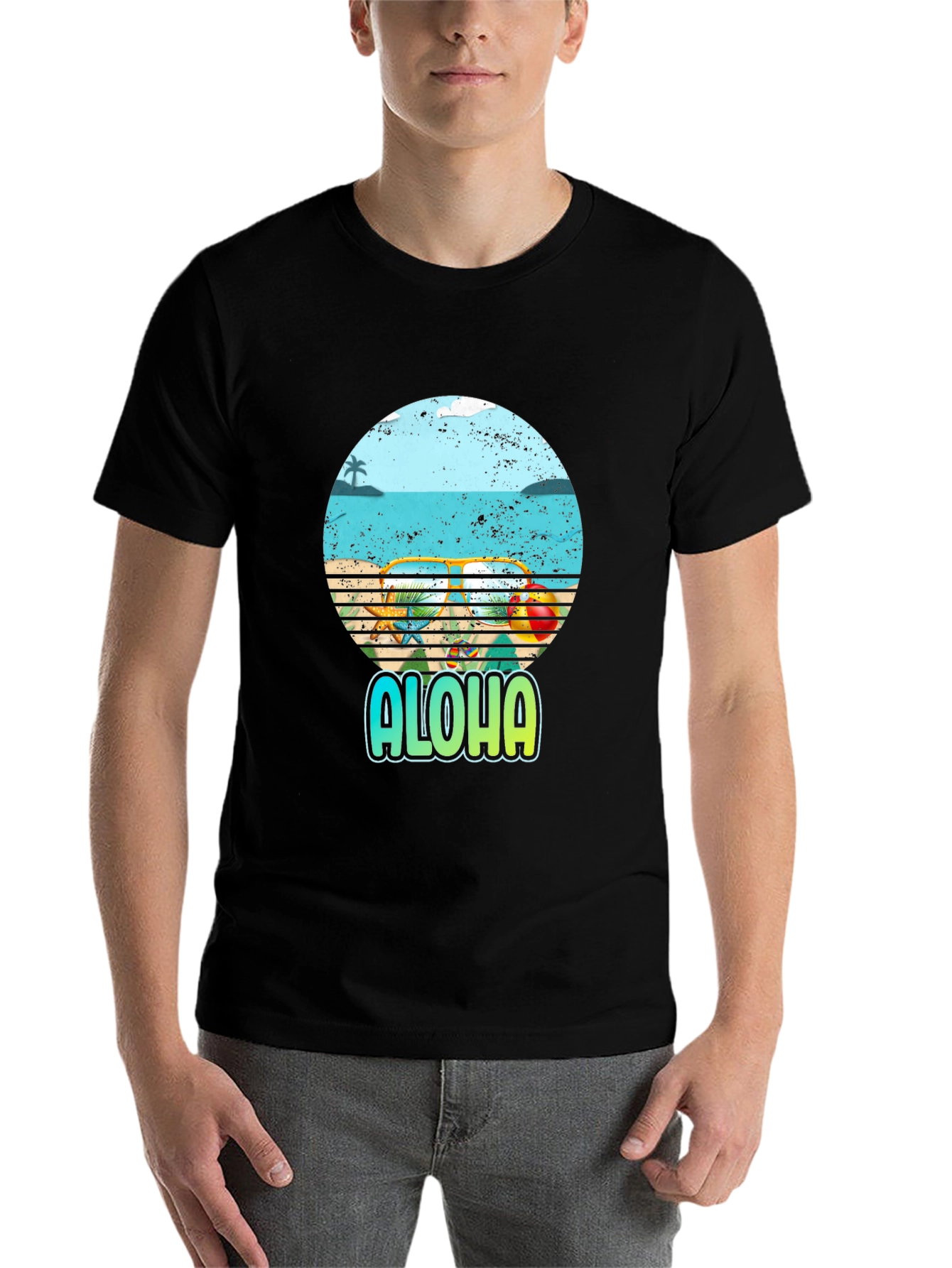 Black Aloha Beach Graphic T-Shirt - Summer Ready view 7