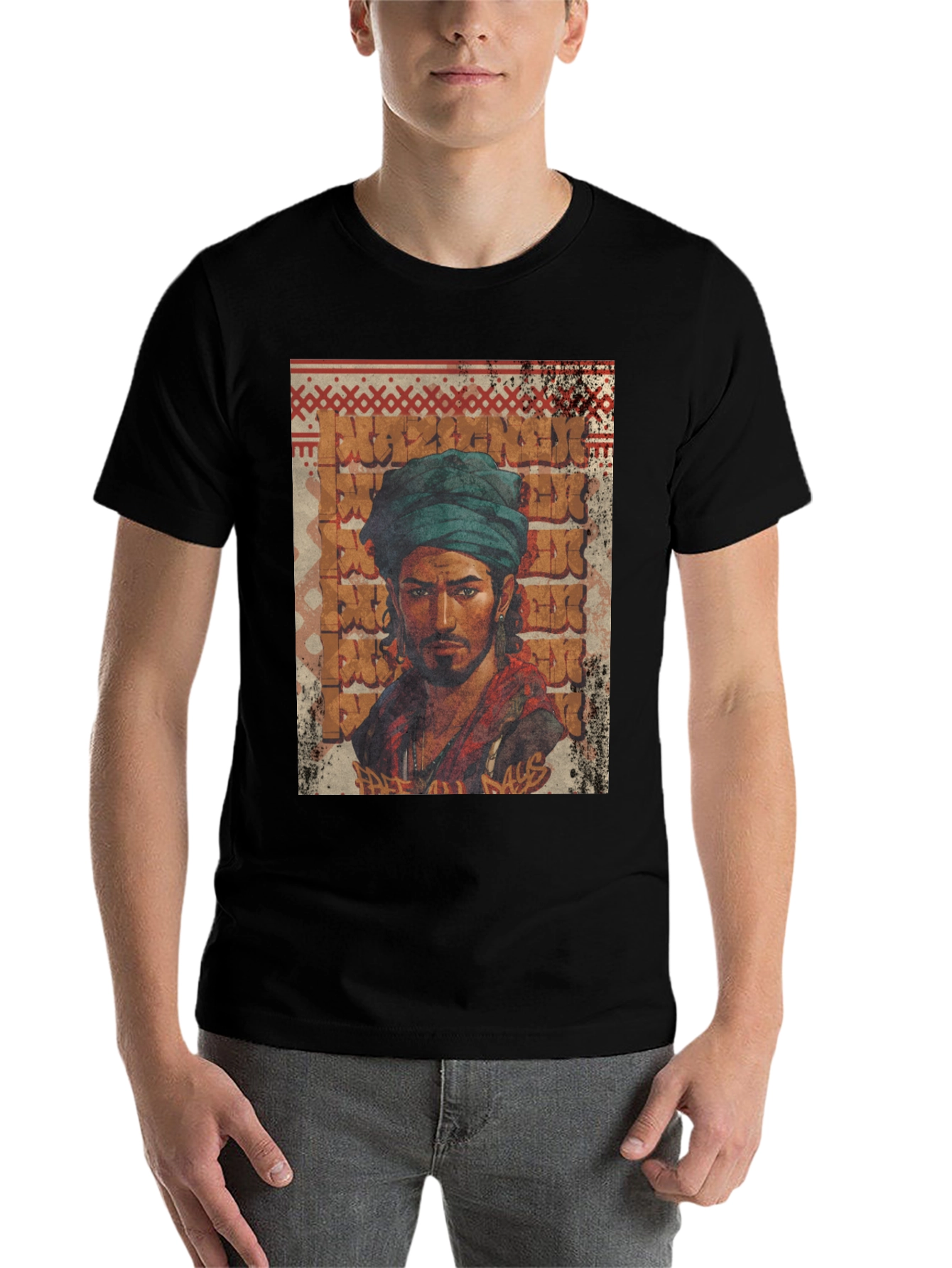 Black Urban Turban Graphic Tee - Cool Streetwear Style view 7