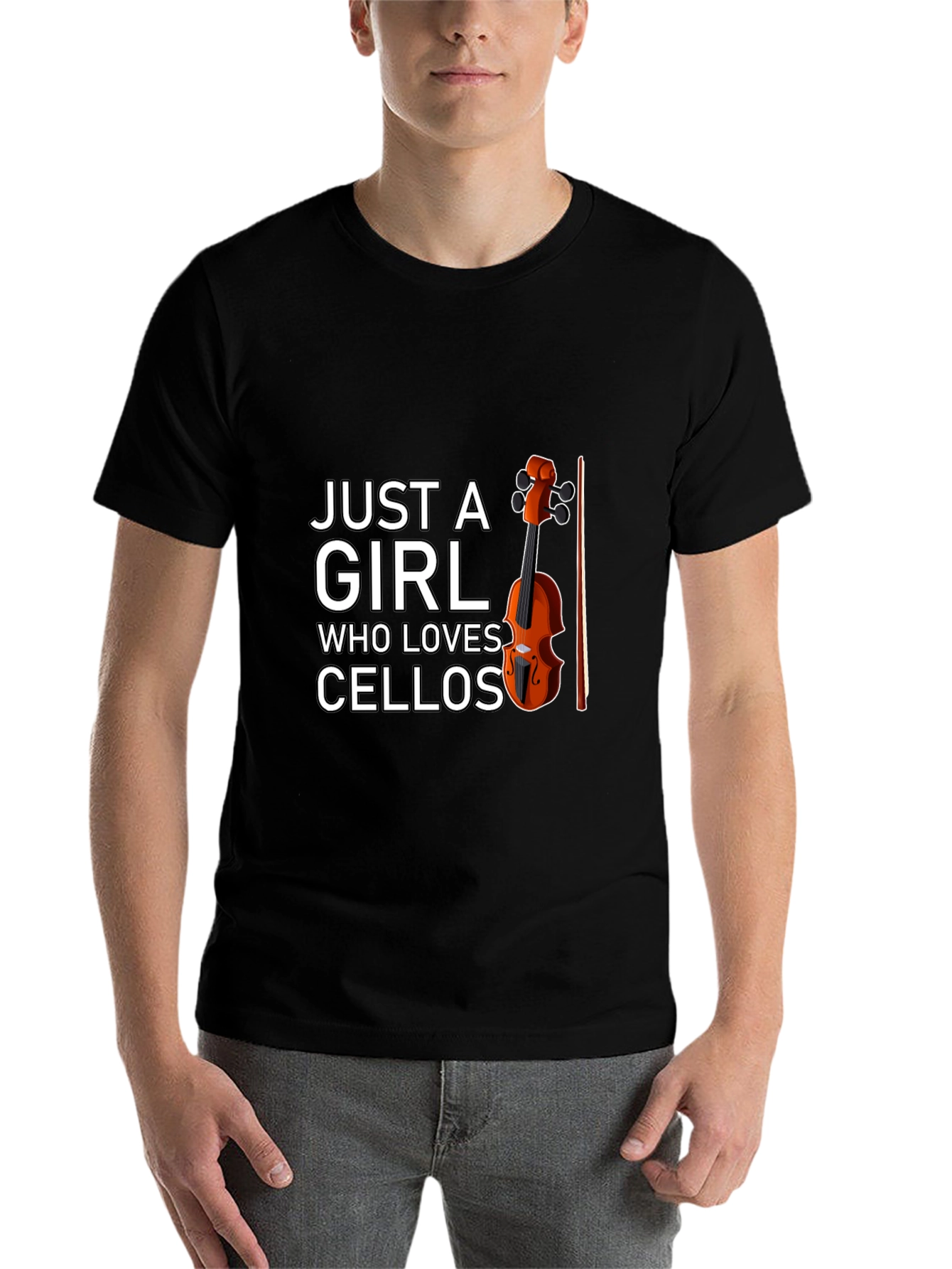 Black Just A Girl Who Loves Cellos T-Shirt - Music Lover Tee view 7